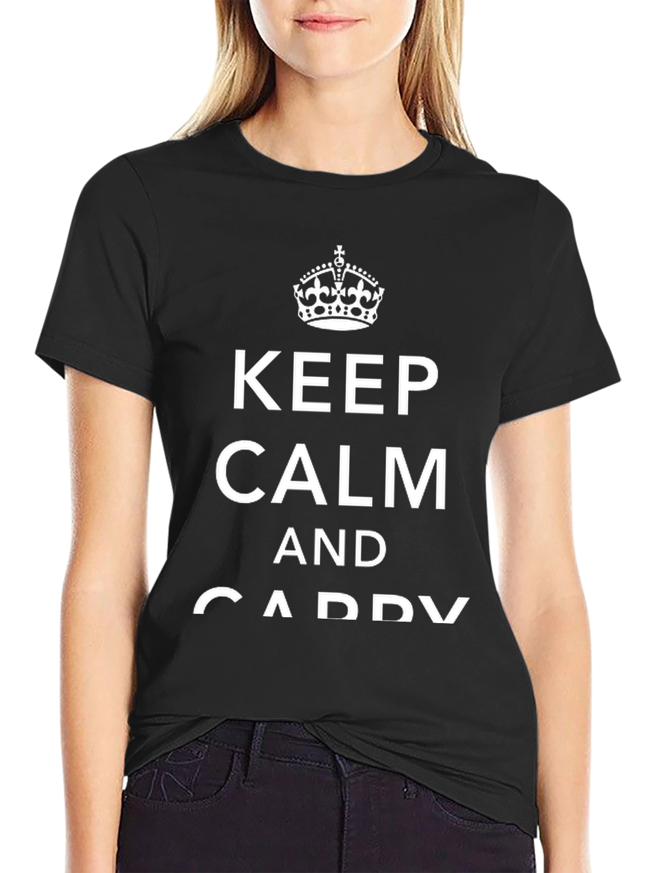 Keep Calm and Caddy On Graphic Tee - Black
