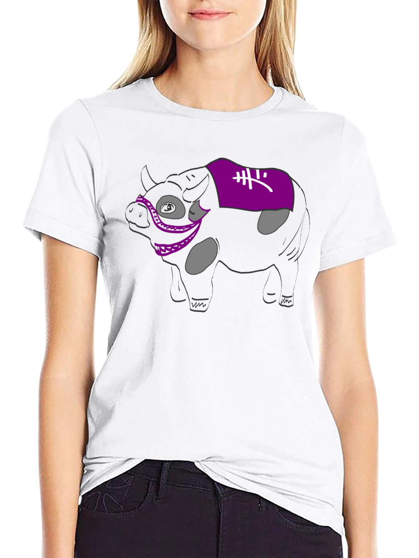 Novelty Cow Graphic Black T-Shirt