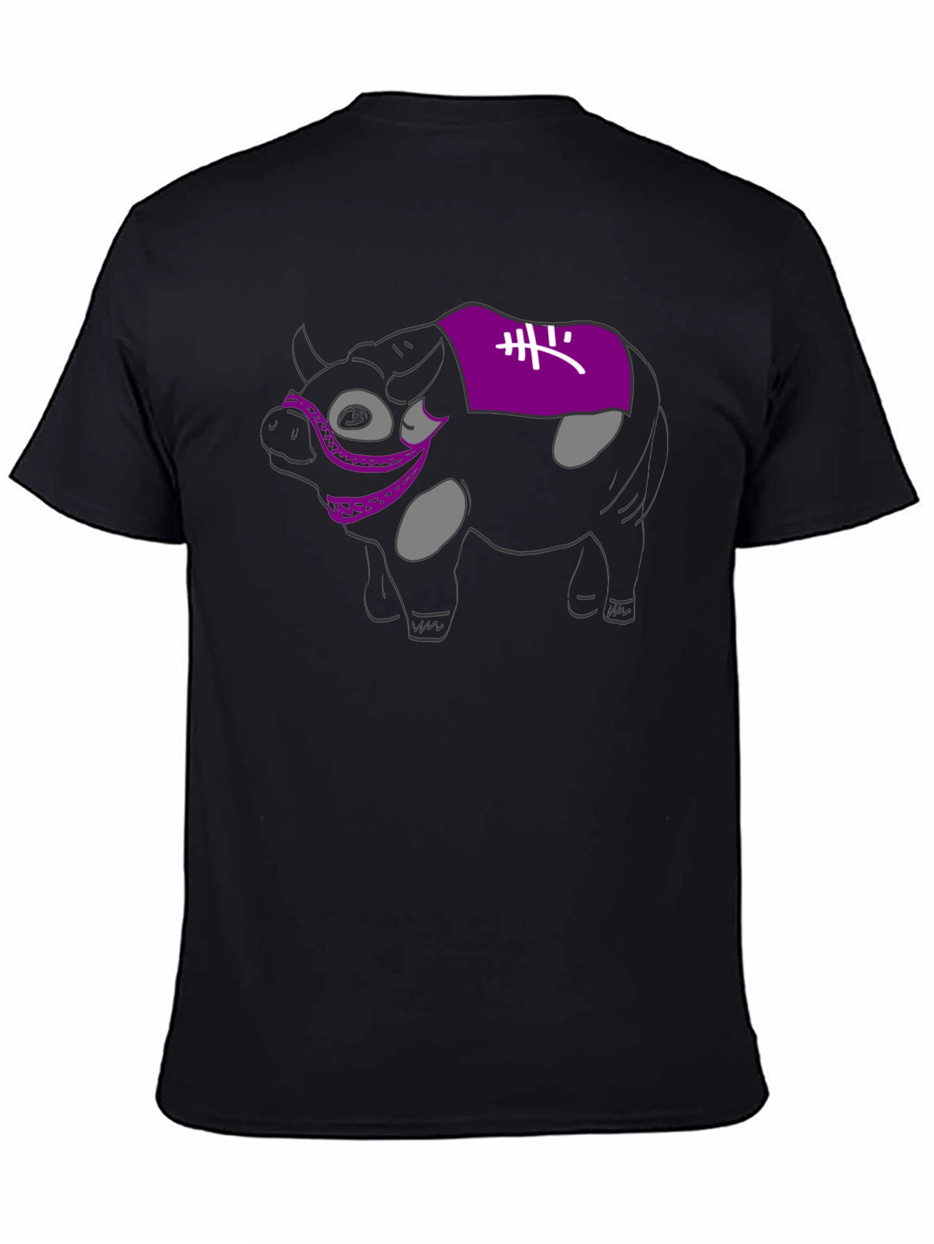 Novelty Cow Graphic Black T-Shirt