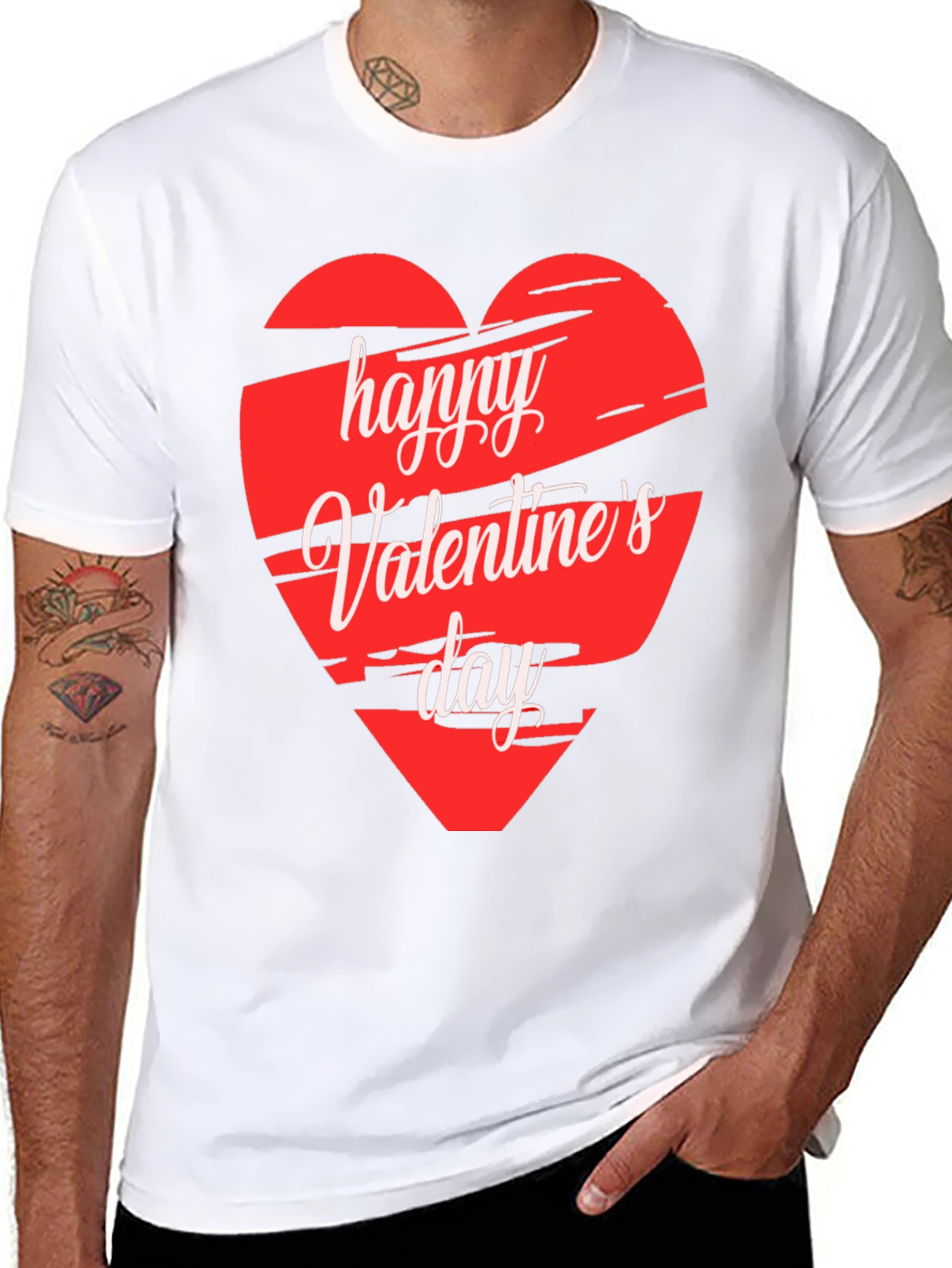 Happy Valentines Day Graphic Tee - Black
