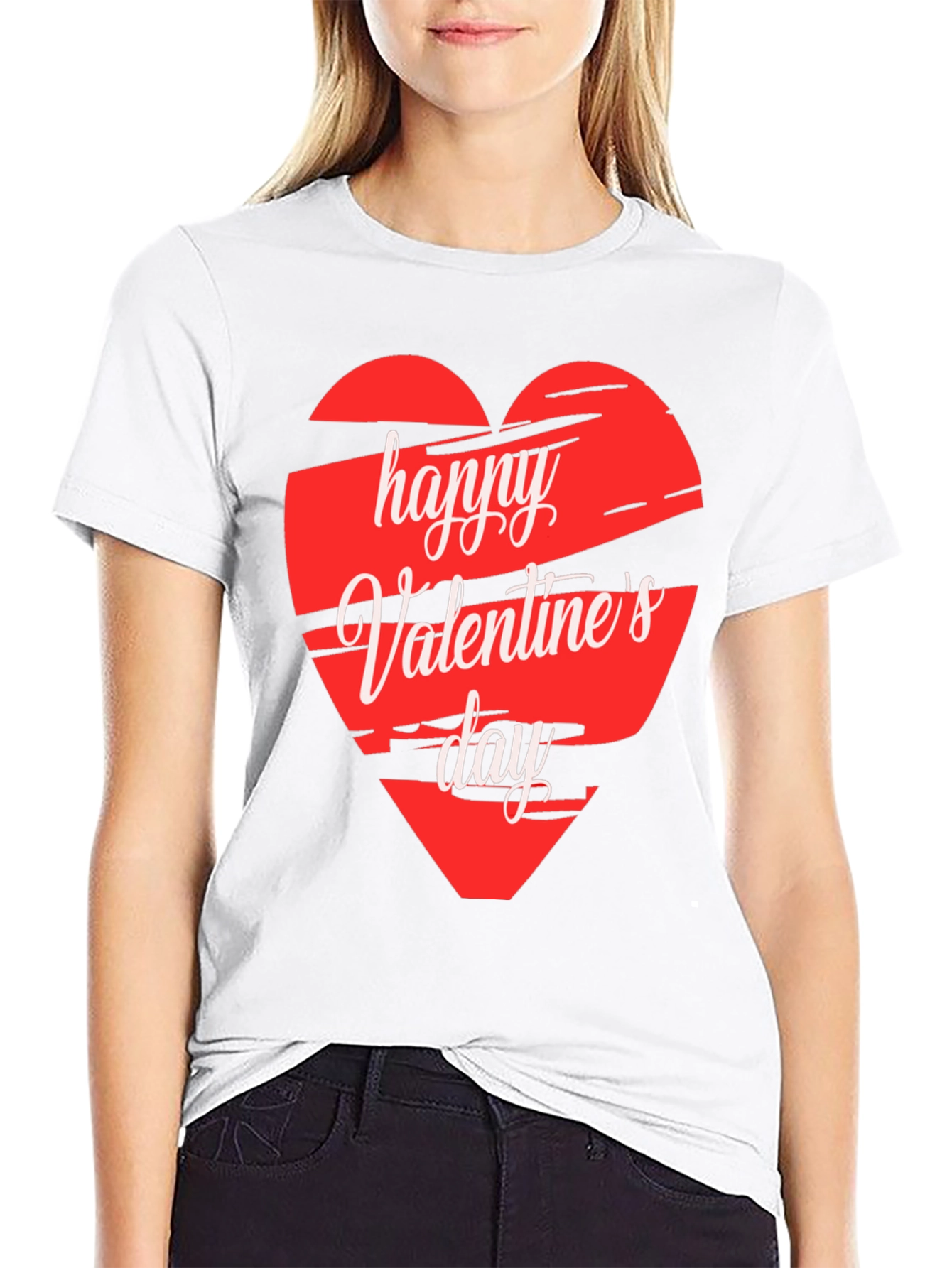 Happy Valentines Day Graphic Tee - Black