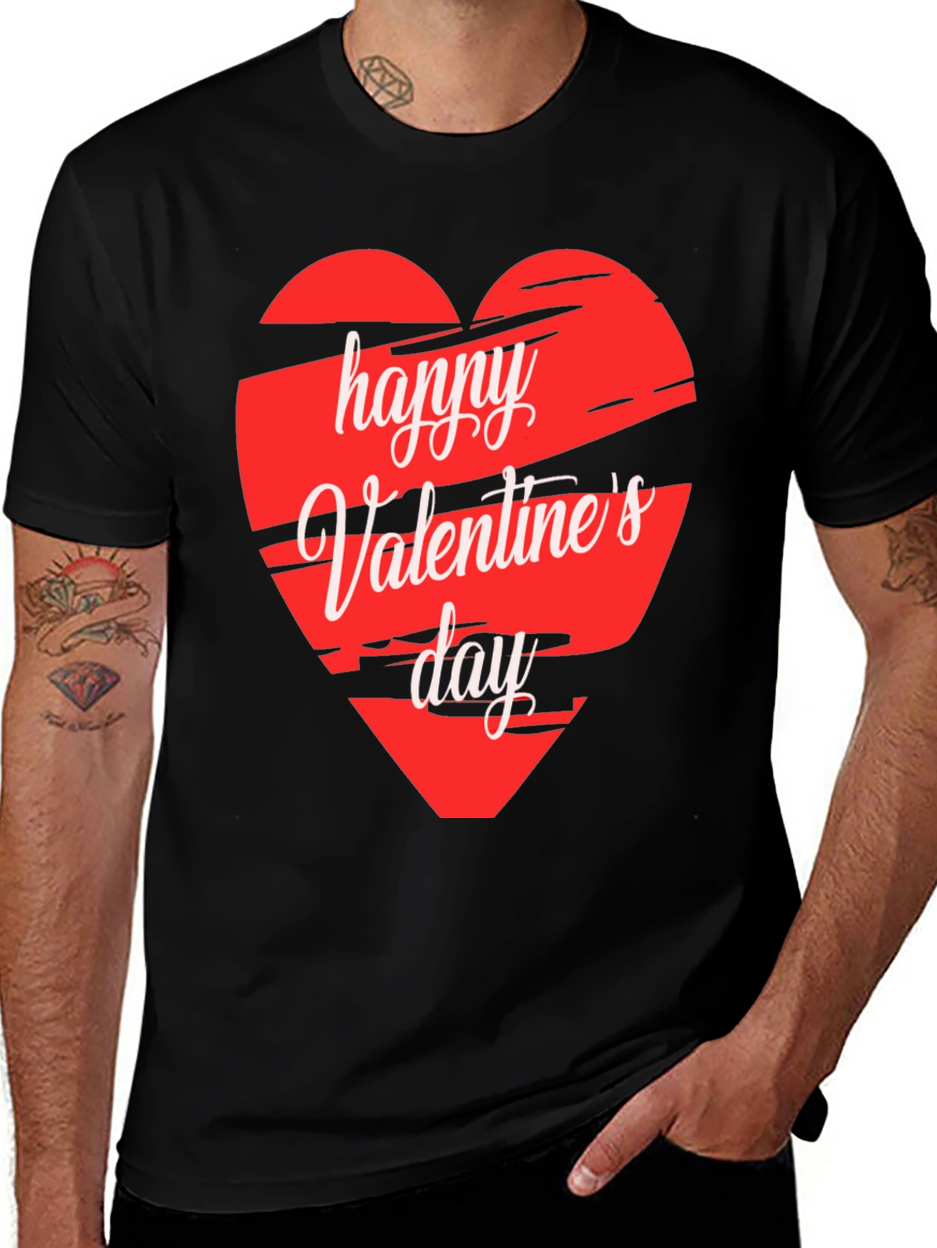 Happy Valentines Day Graphic Tee - Black