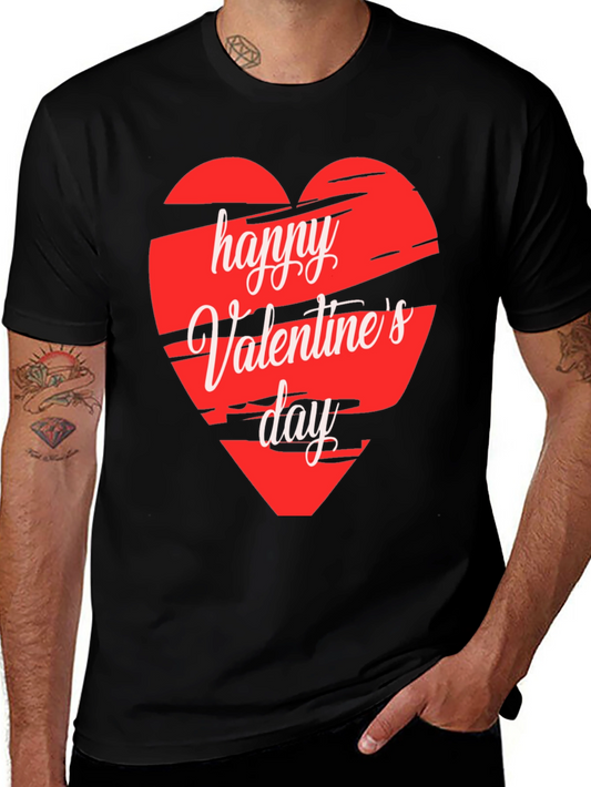 Happy Valentines Day Graphic Tee - Black