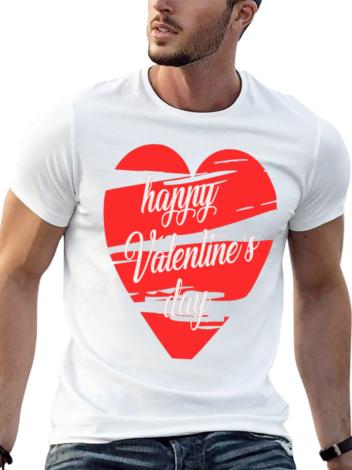 Happy Valentines Day Graphic Tee - Black