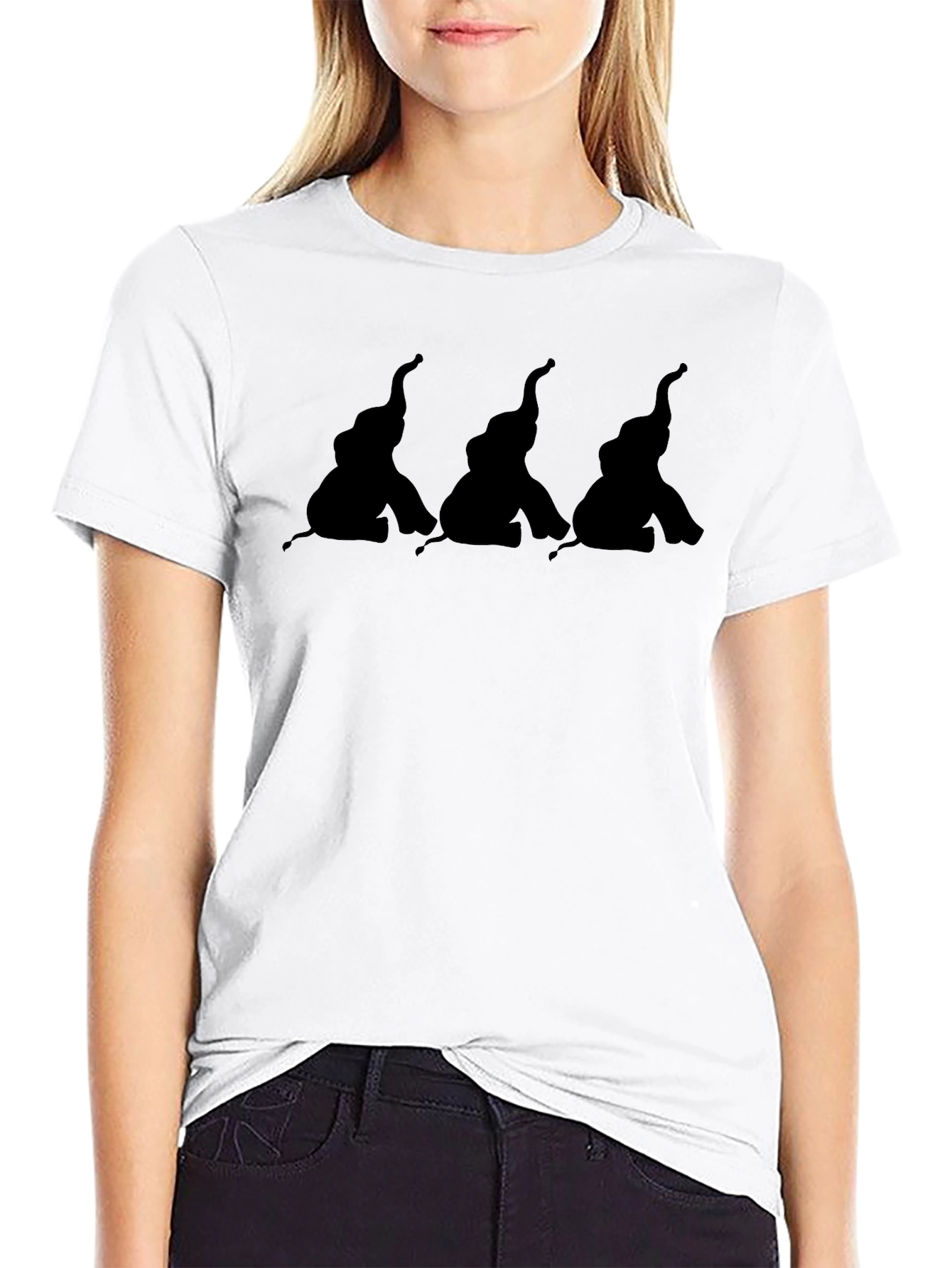 Elephant Trio Black Graphic Tee