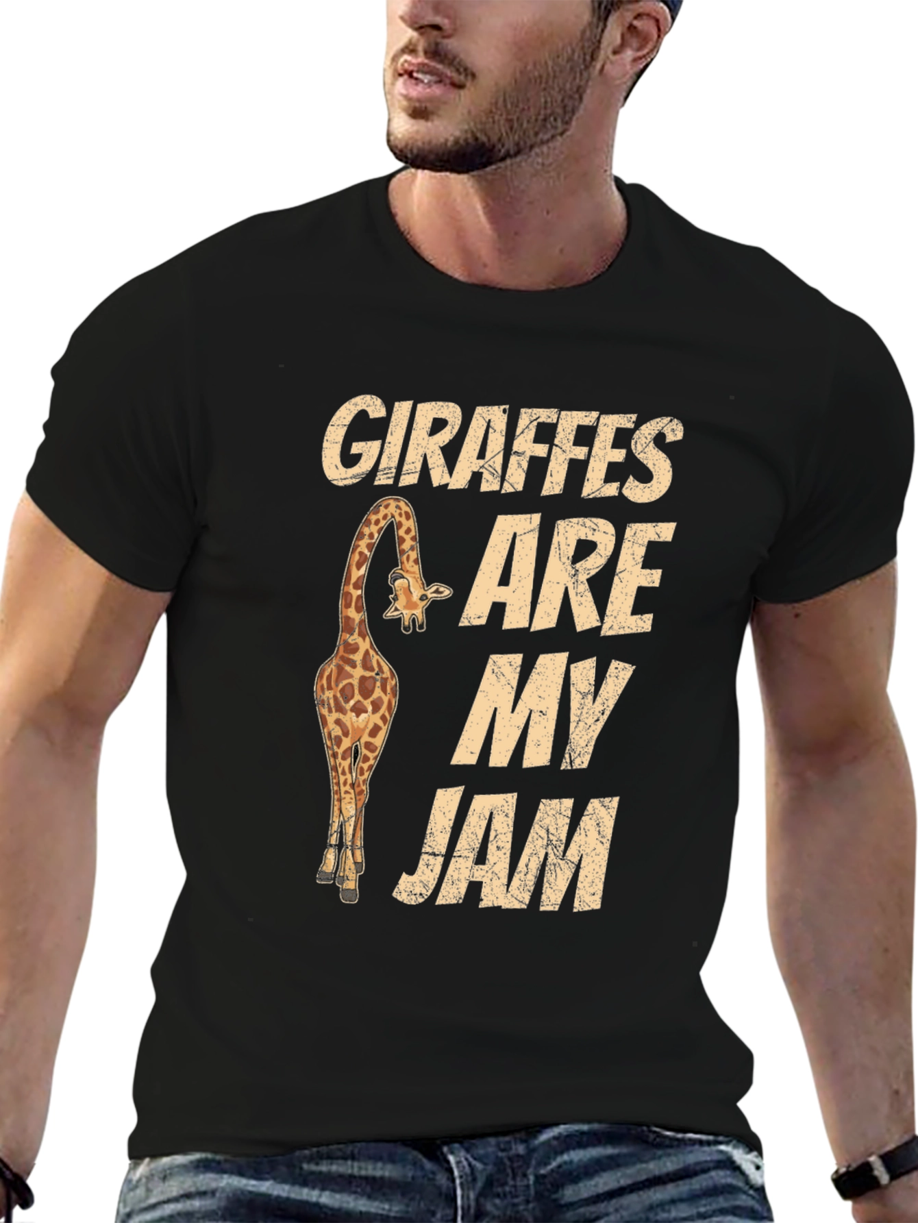 Giraffes Are My Jam Graphic Tee - Black T-Shirt