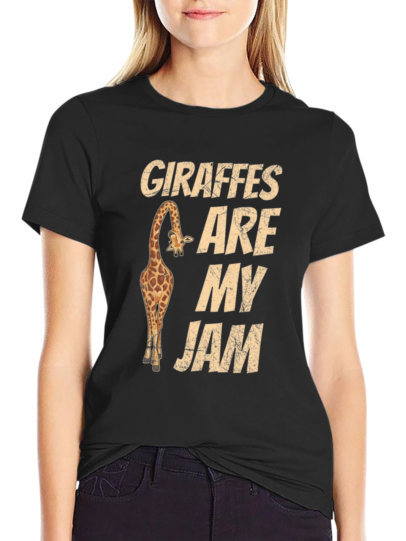 Giraffes Are My Jam Graphic Tee - Black T-Shirt