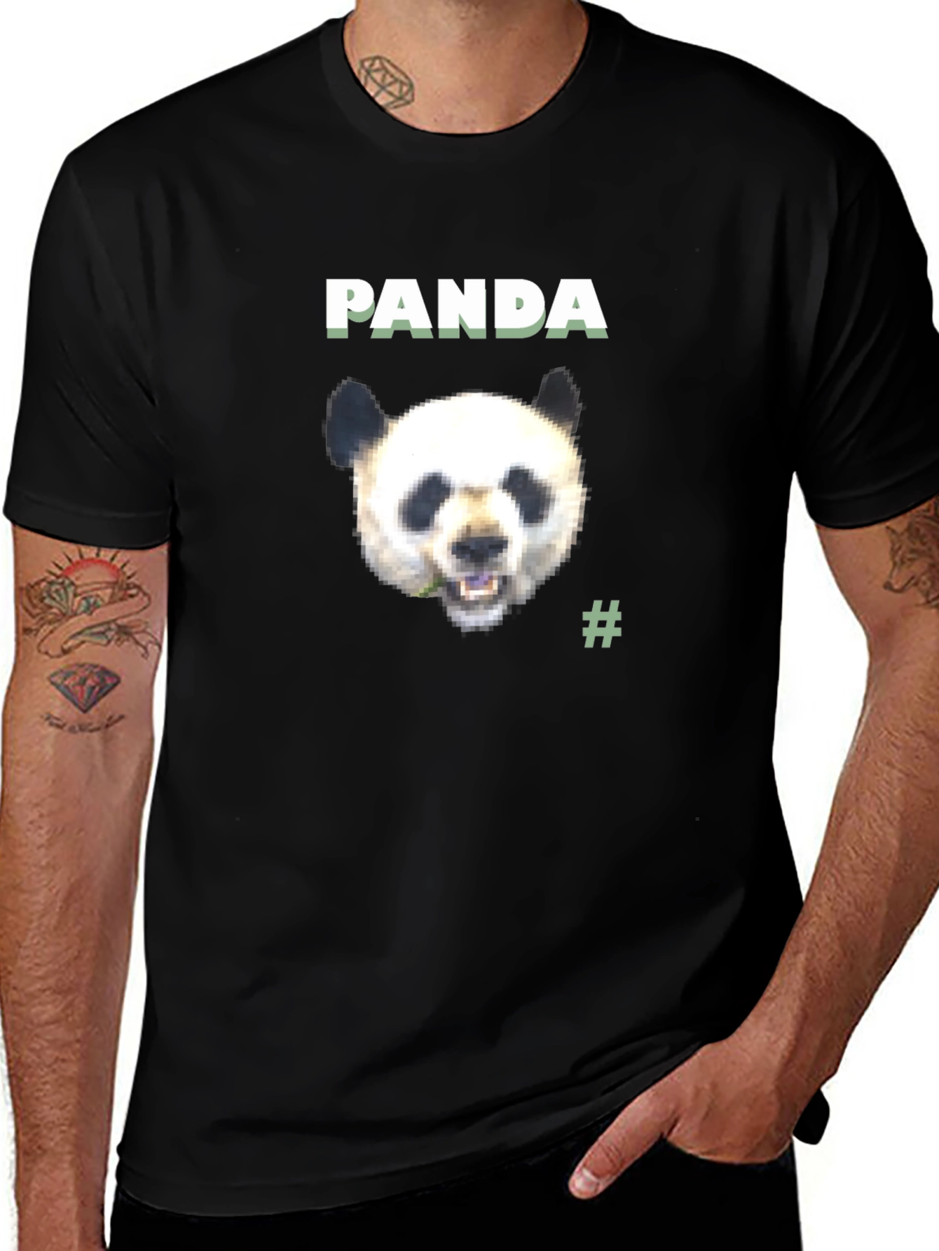 Panda Graphic Tee - Black Cotton Blend