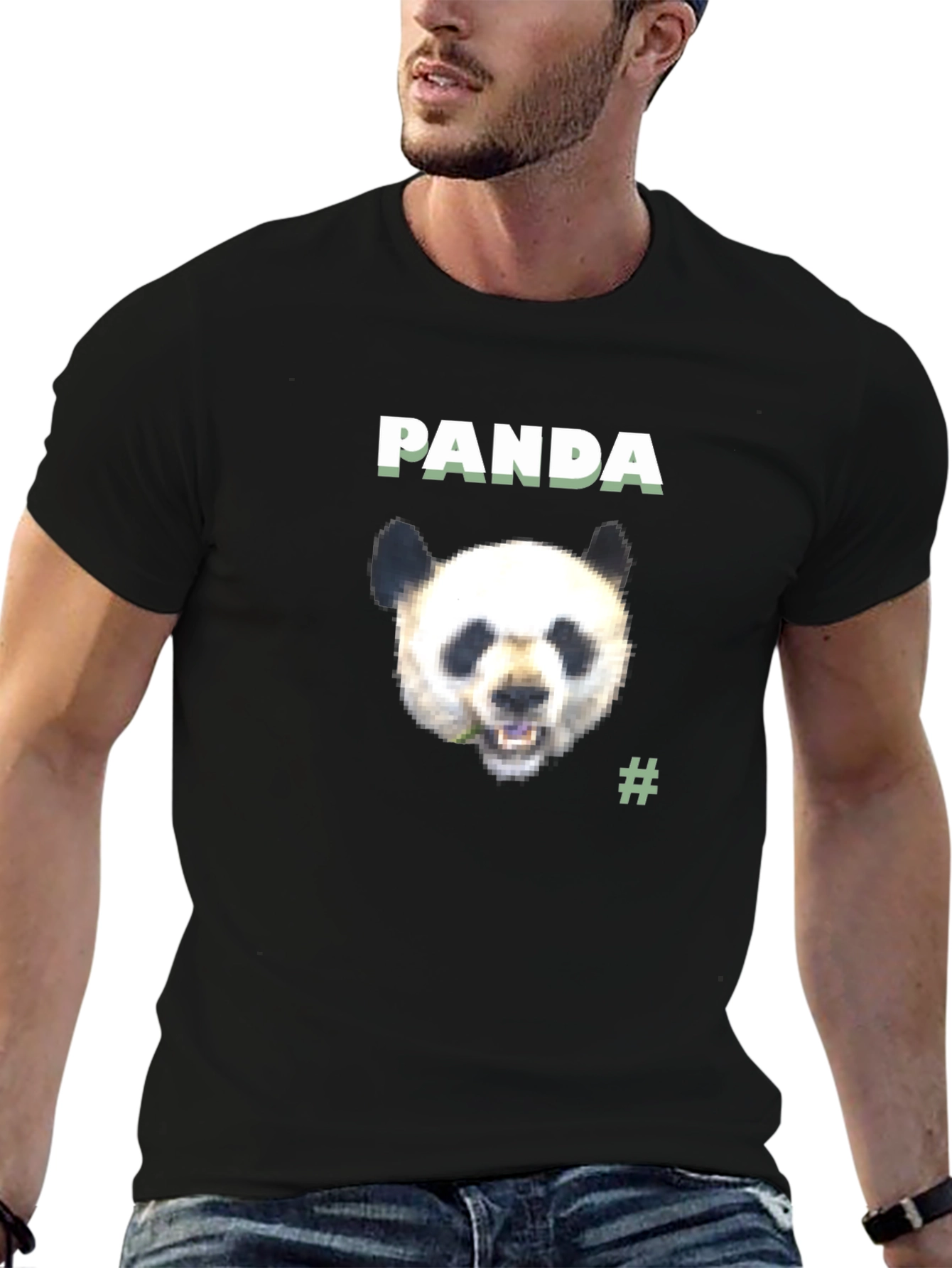Panda Graphic Tee - Black Cotton Blend