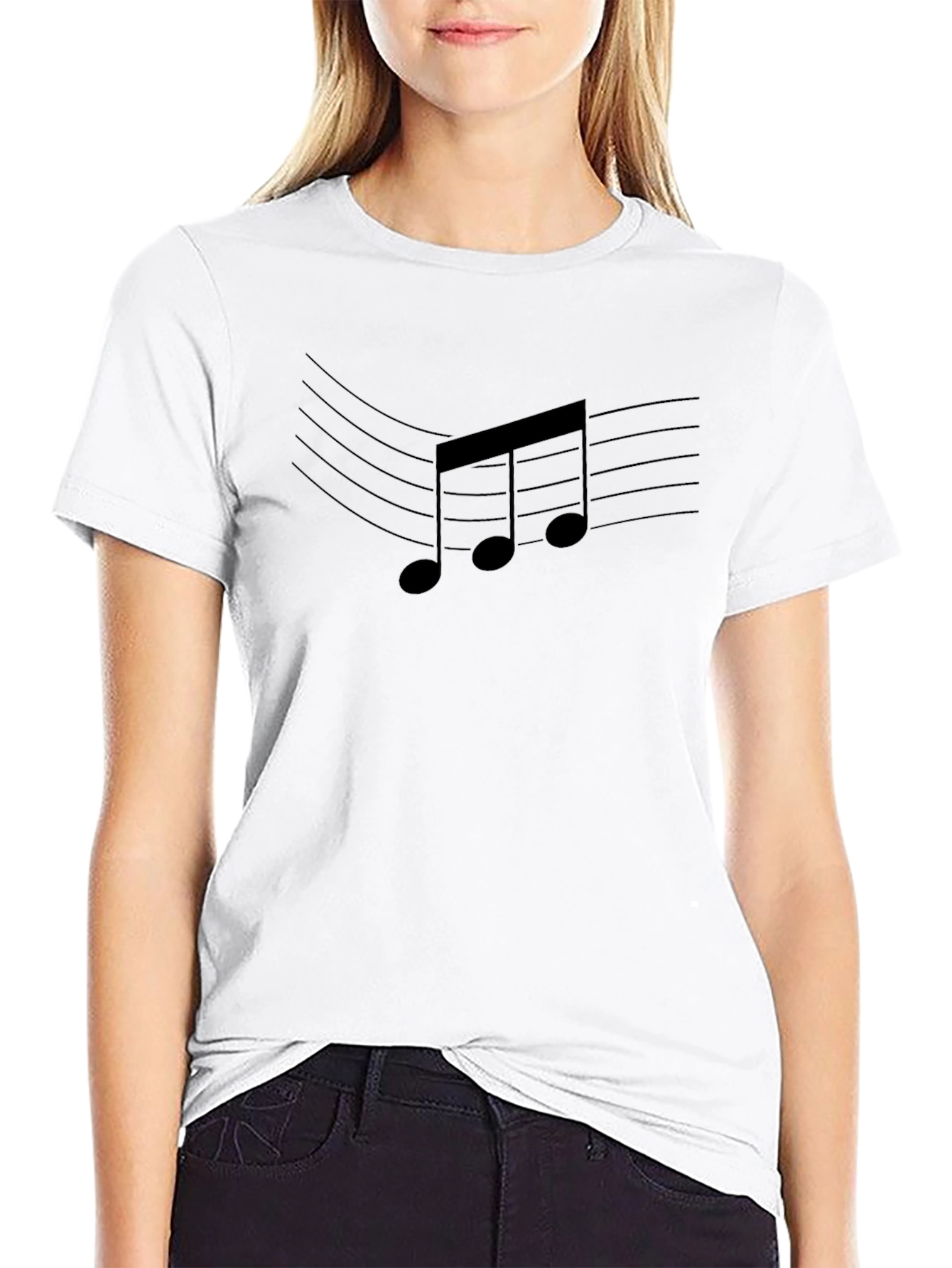 Musical Notes Graphic Tee - Stylish Black T-Shirt