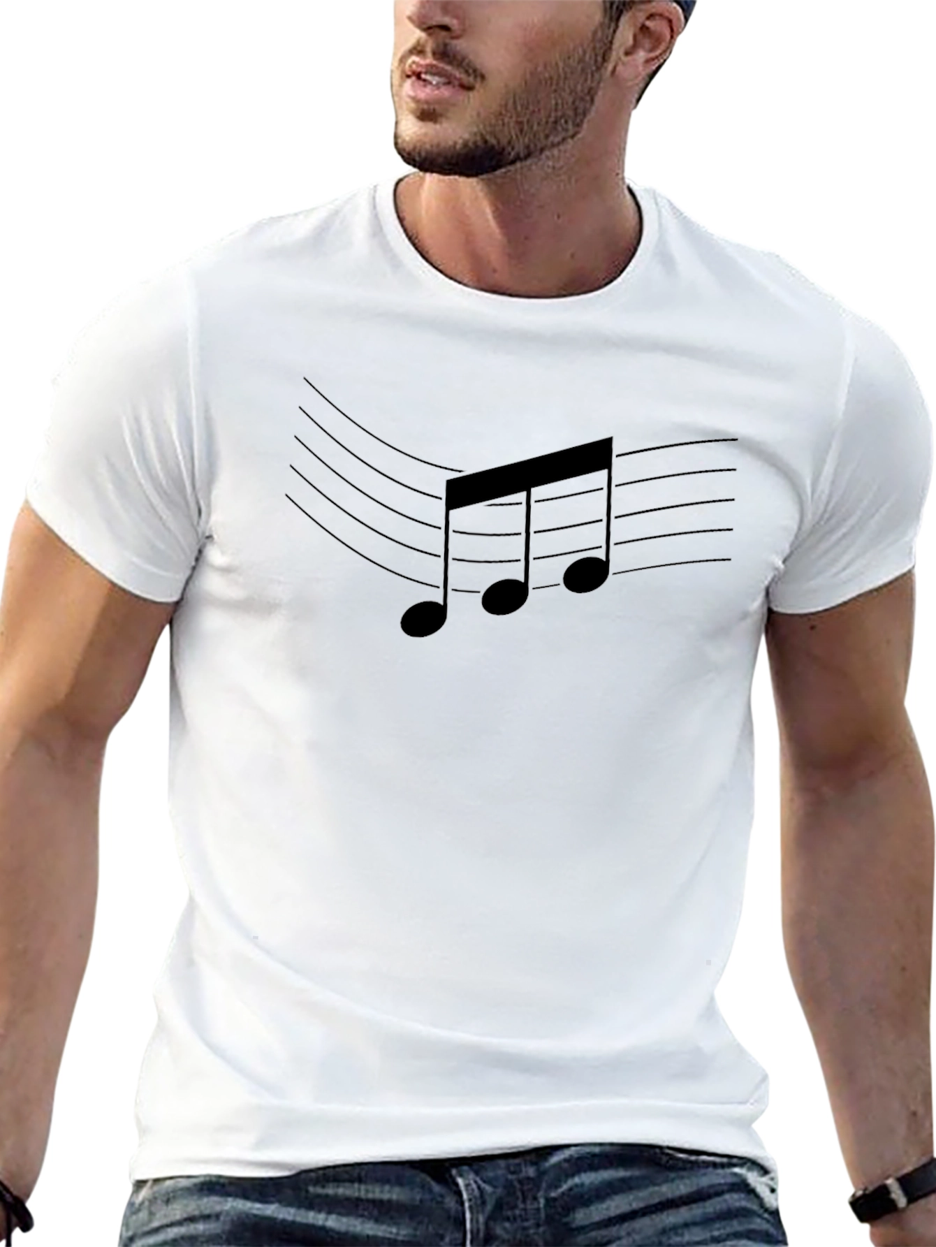 Musical Notes Graphic Tee - Stylish Black T-Shirt