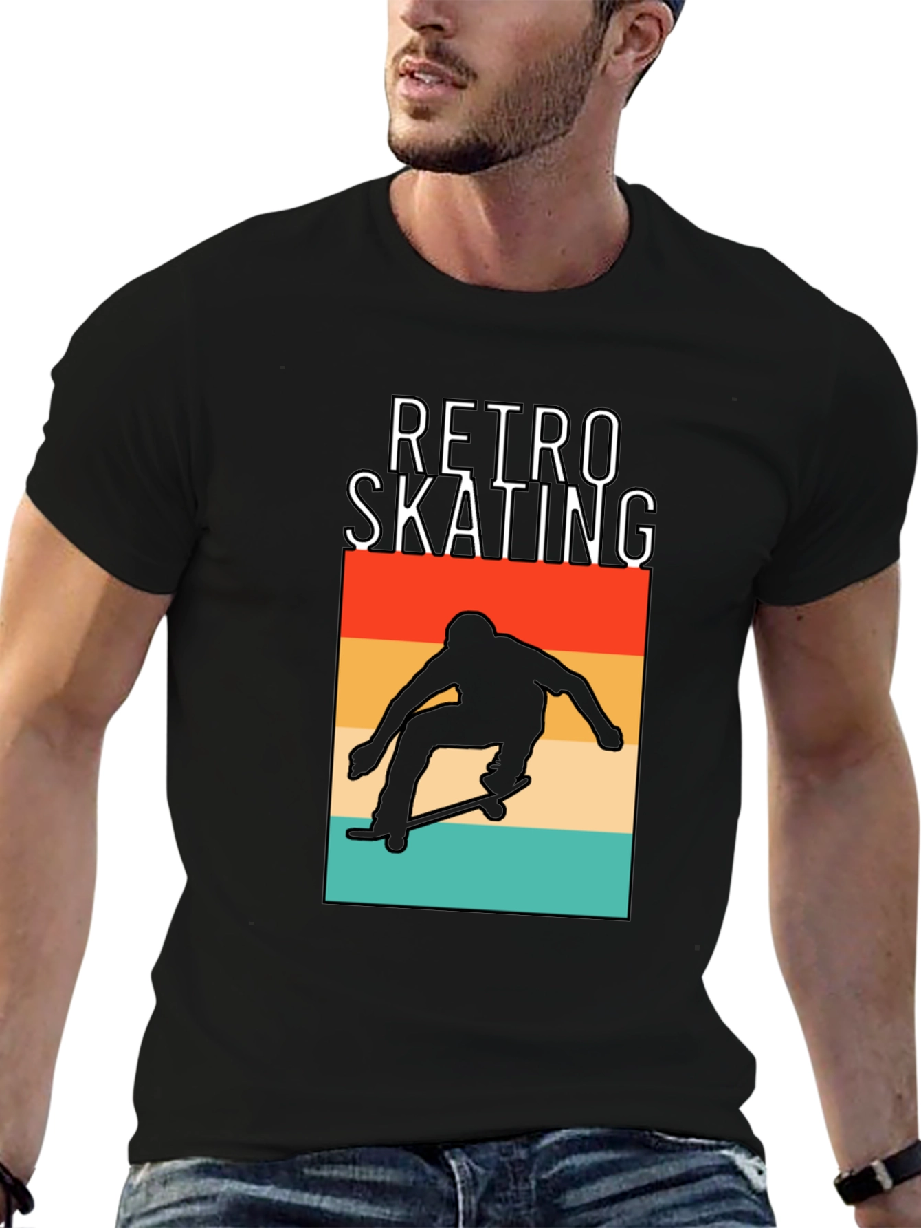 Retro Skating Graphic Tee - Black T-Shirt