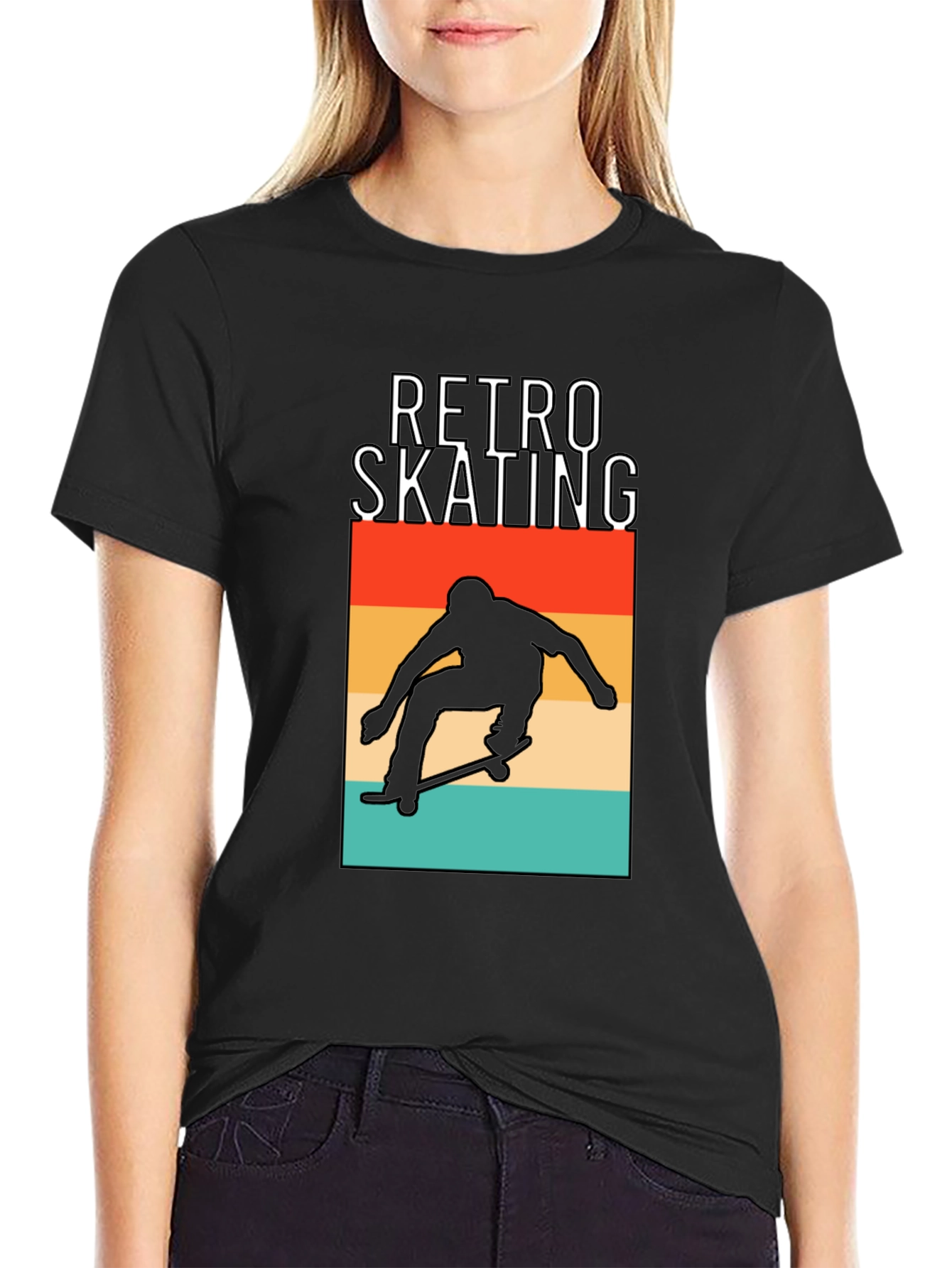 Retro Skating Graphic Tee - Black T-Shirt