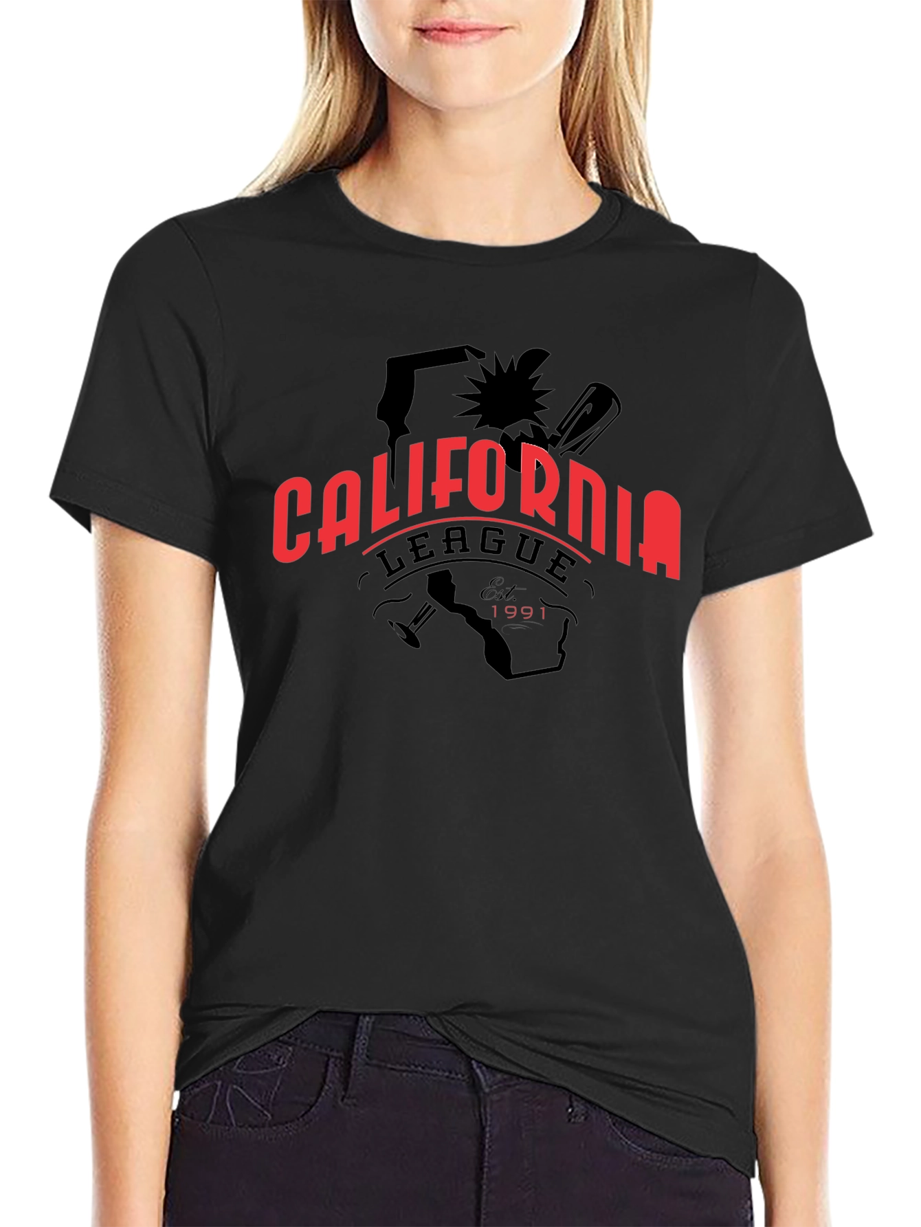 California League Baseball T-Shirt - Black