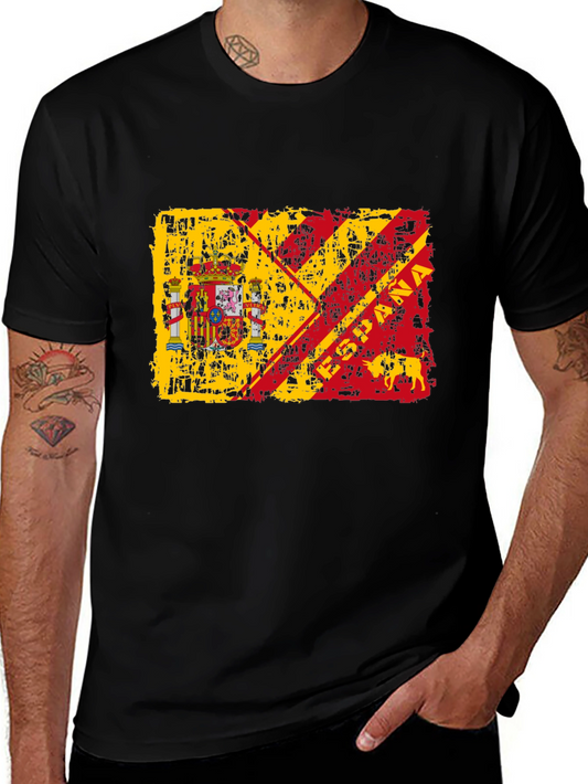 Spain Flag Graphic Print Mens T-Shirt