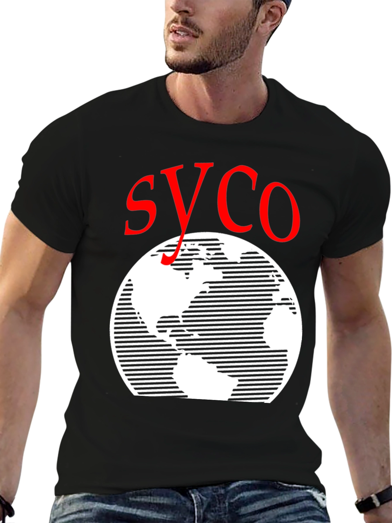 SYCO Graphic T-Shirt - Globe Design - Black