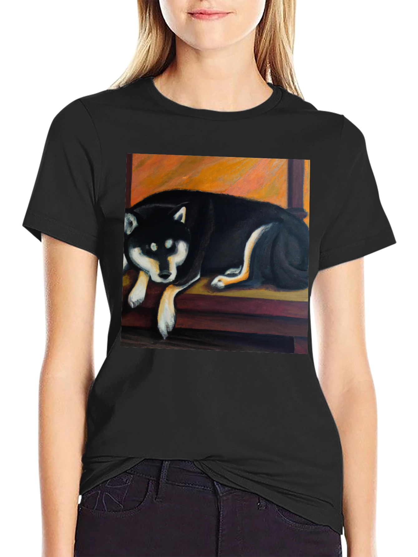 Black Shiba Inu Dog Graphic T-Shirt