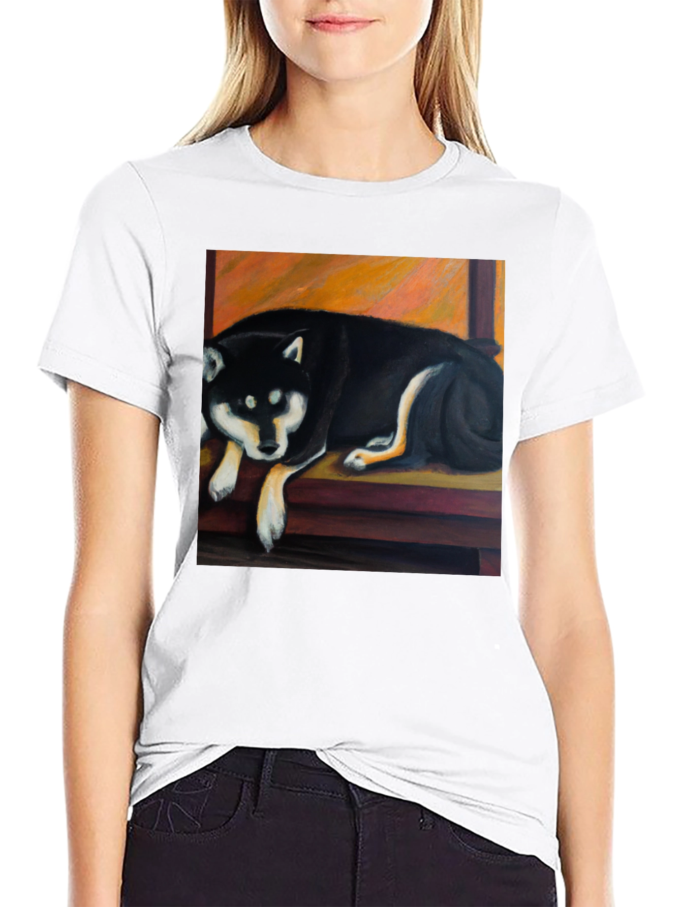 Black Shiba Inu Dog Graphic T-Shirt