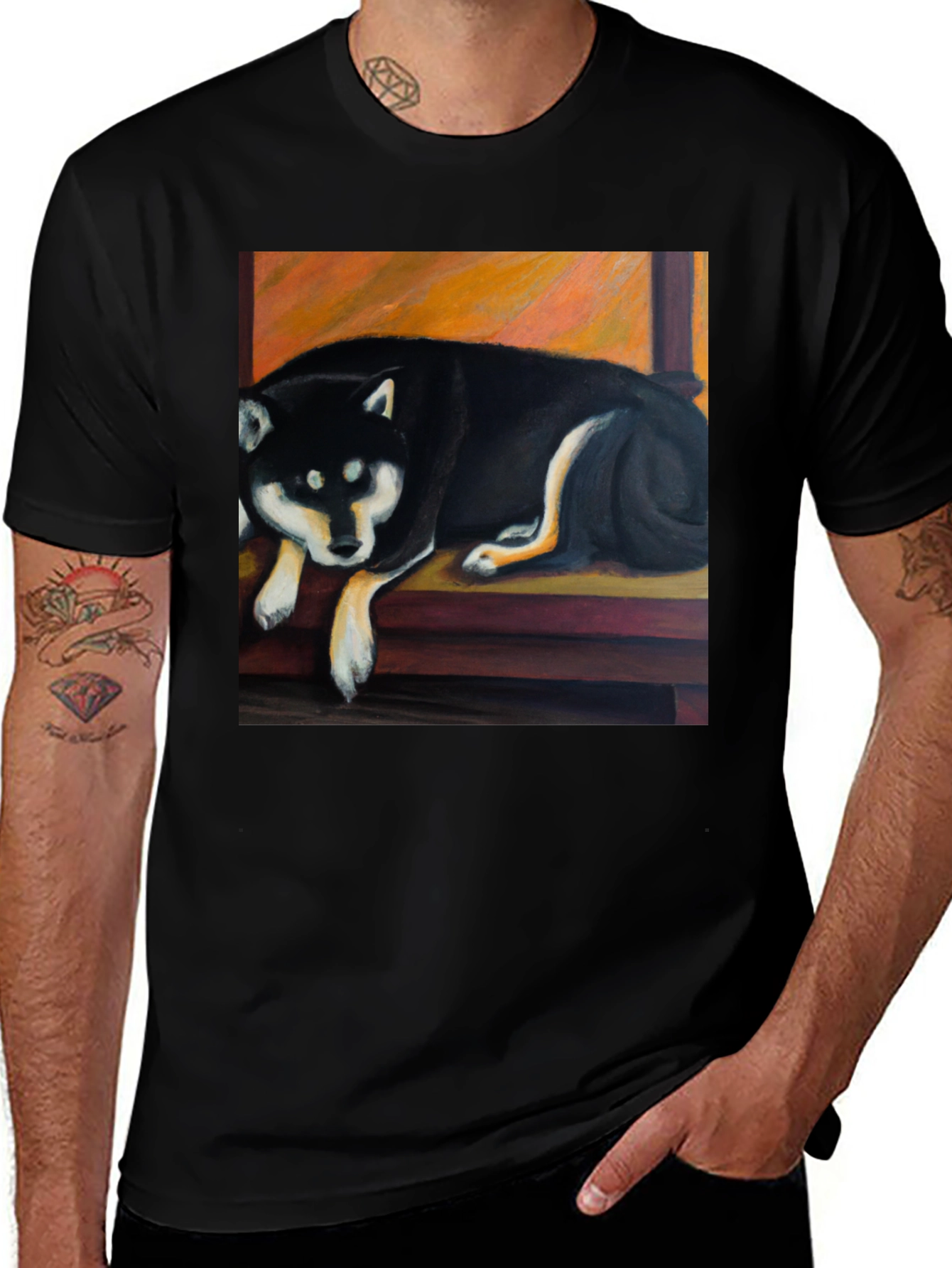 Black Shiba Inu Dog Graphic T-Shirt