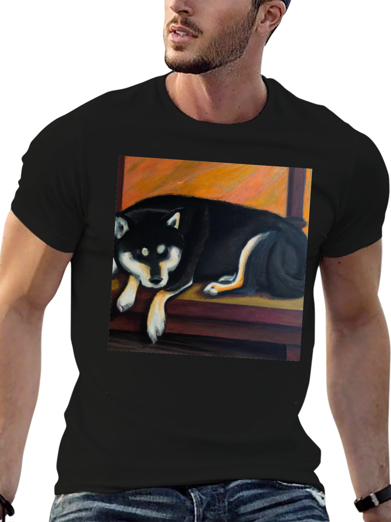 Black Shiba Inu Dog Graphic T-Shirt
