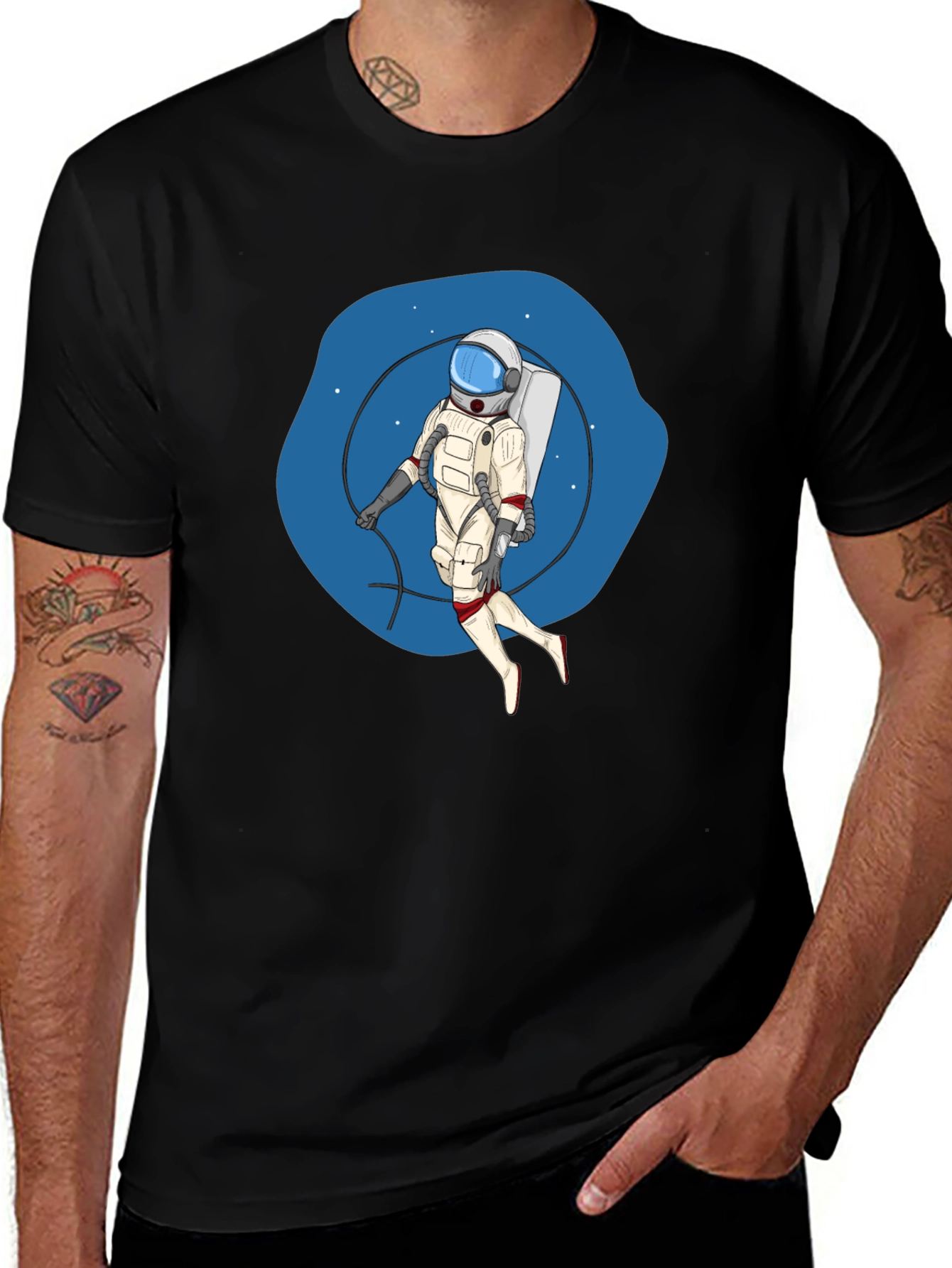 Astronaut Graphic Black T-Shirt - Space Adventure Tee