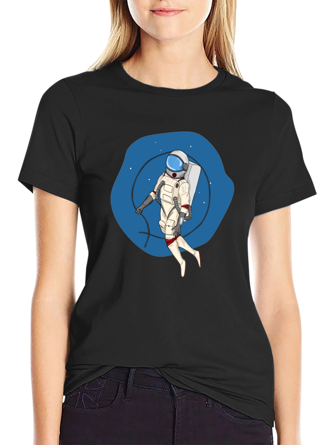 Astronaut Graphic Black T-Shirt - Space Adventure Tee