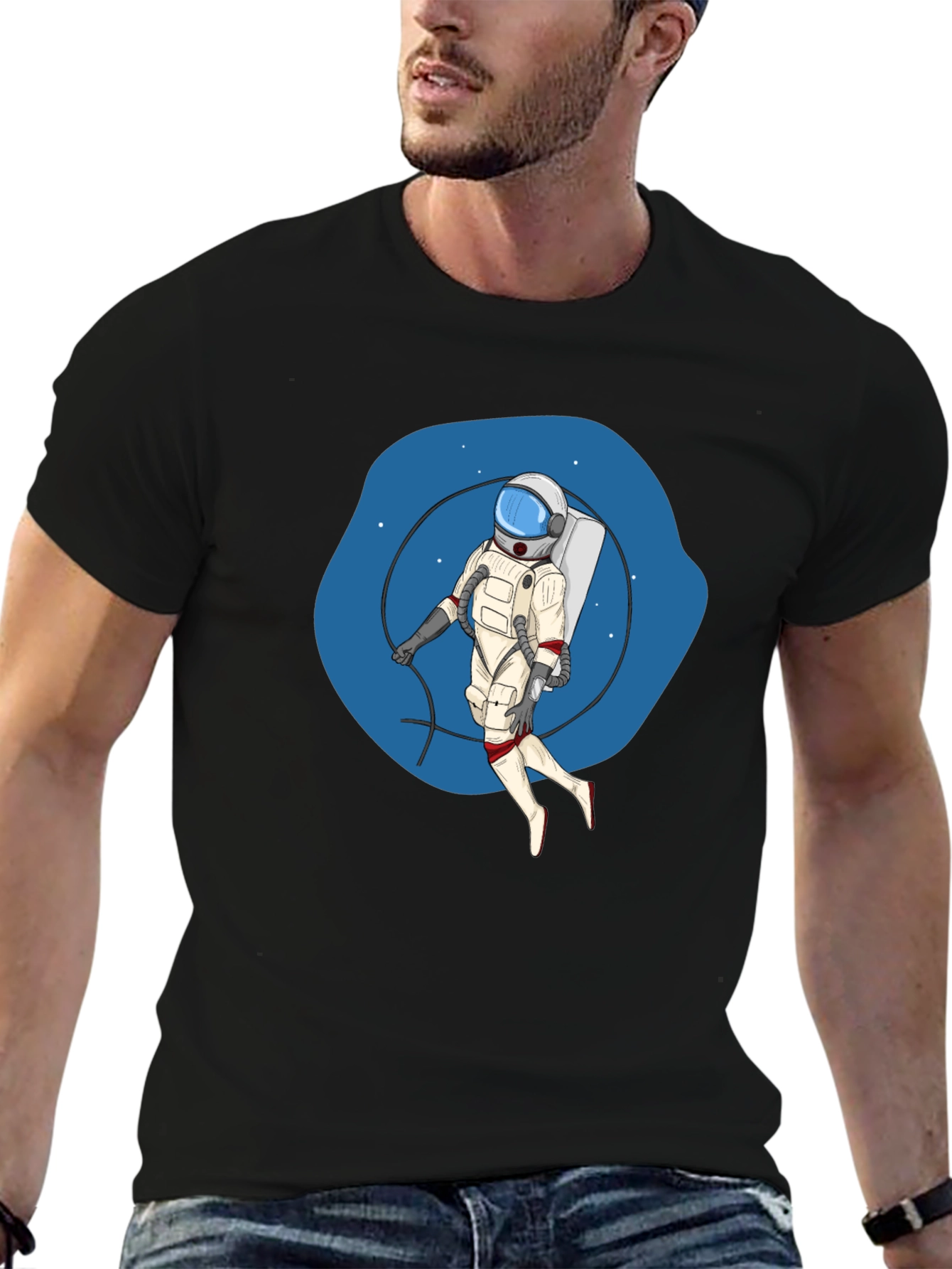 Astronaut Graphic Black T-Shirt - Space Adventure Tee