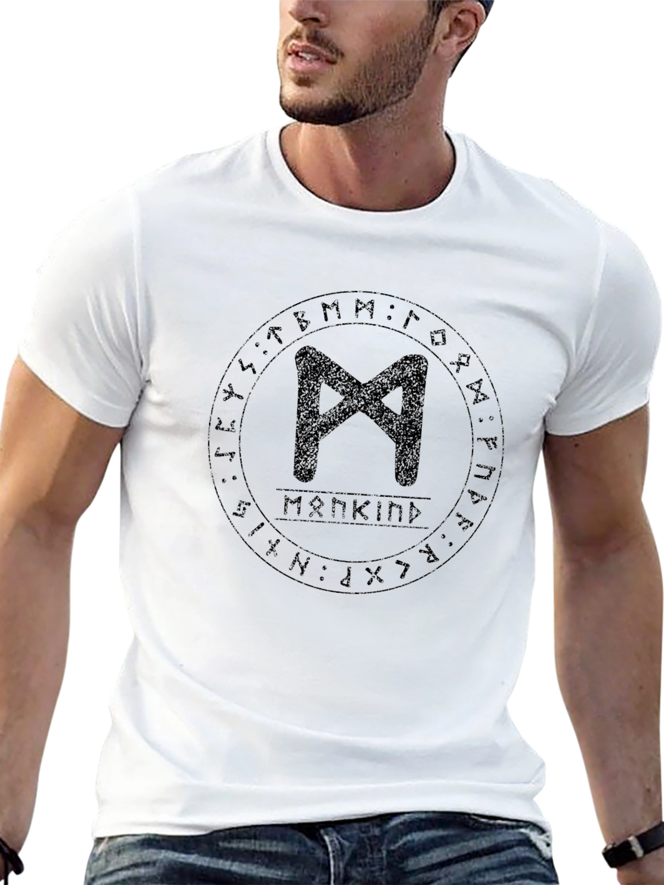 Mankind Rune Symbol Graphic Black T-Shirt