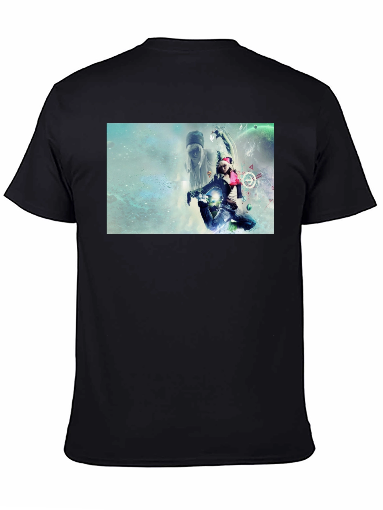 Graphic Print Black T-Shirt - Artistic Design