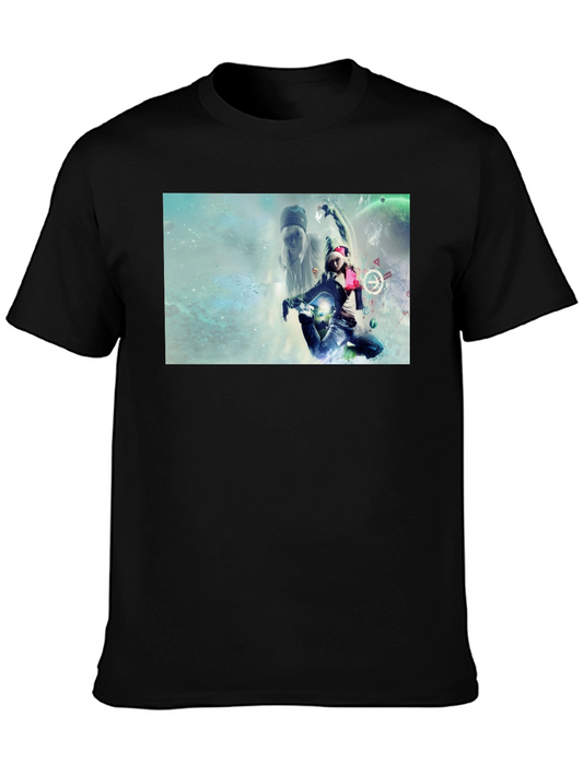 Graphic Print Black T-Shirt - Artistic Design