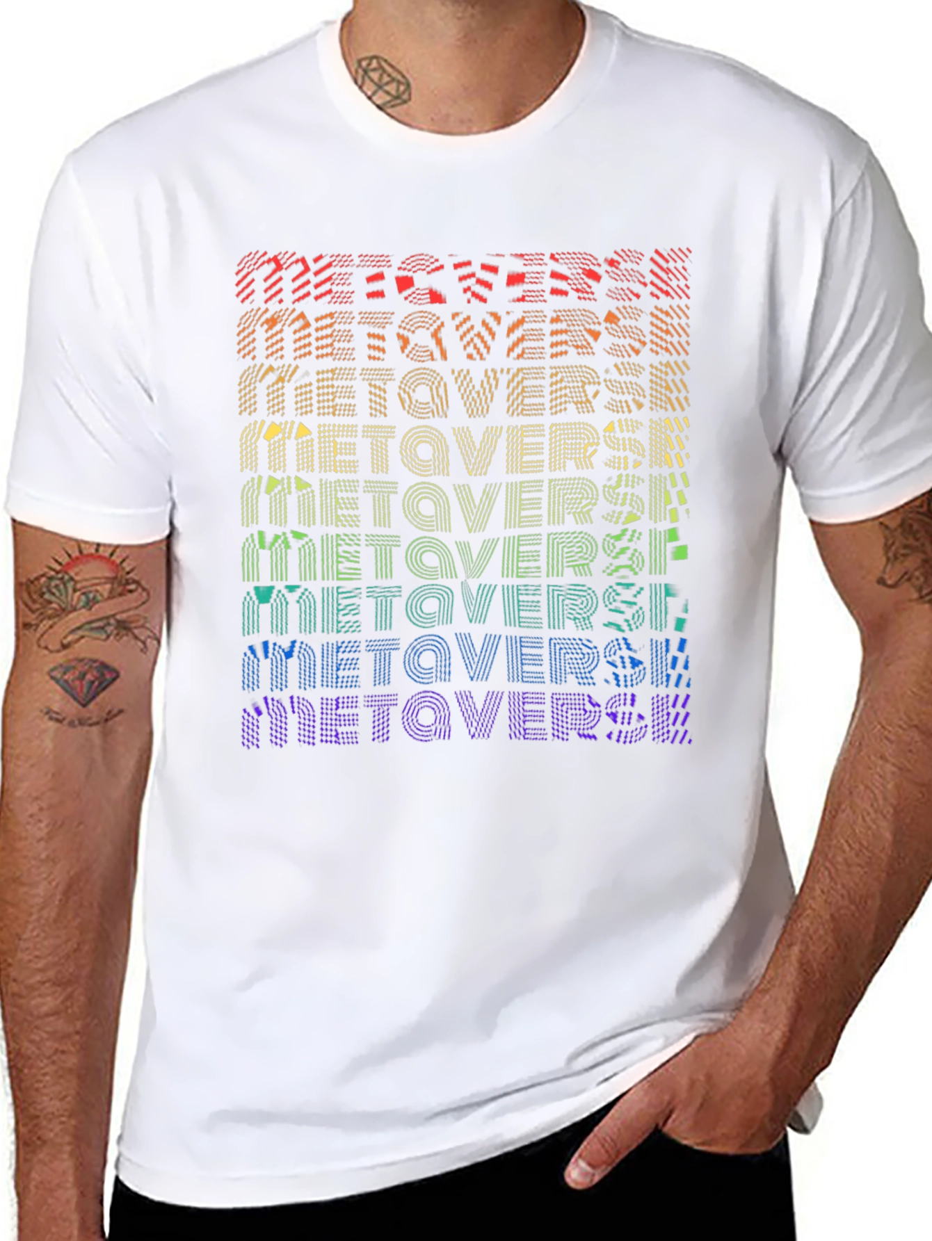Metaverse Rainbow Graphic Black T-Shirt