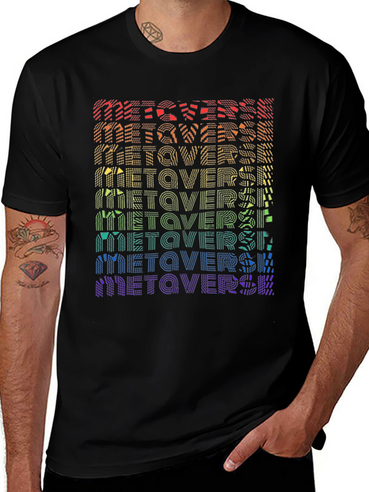 Metaverse Rainbow Graphic Black T-Shirt