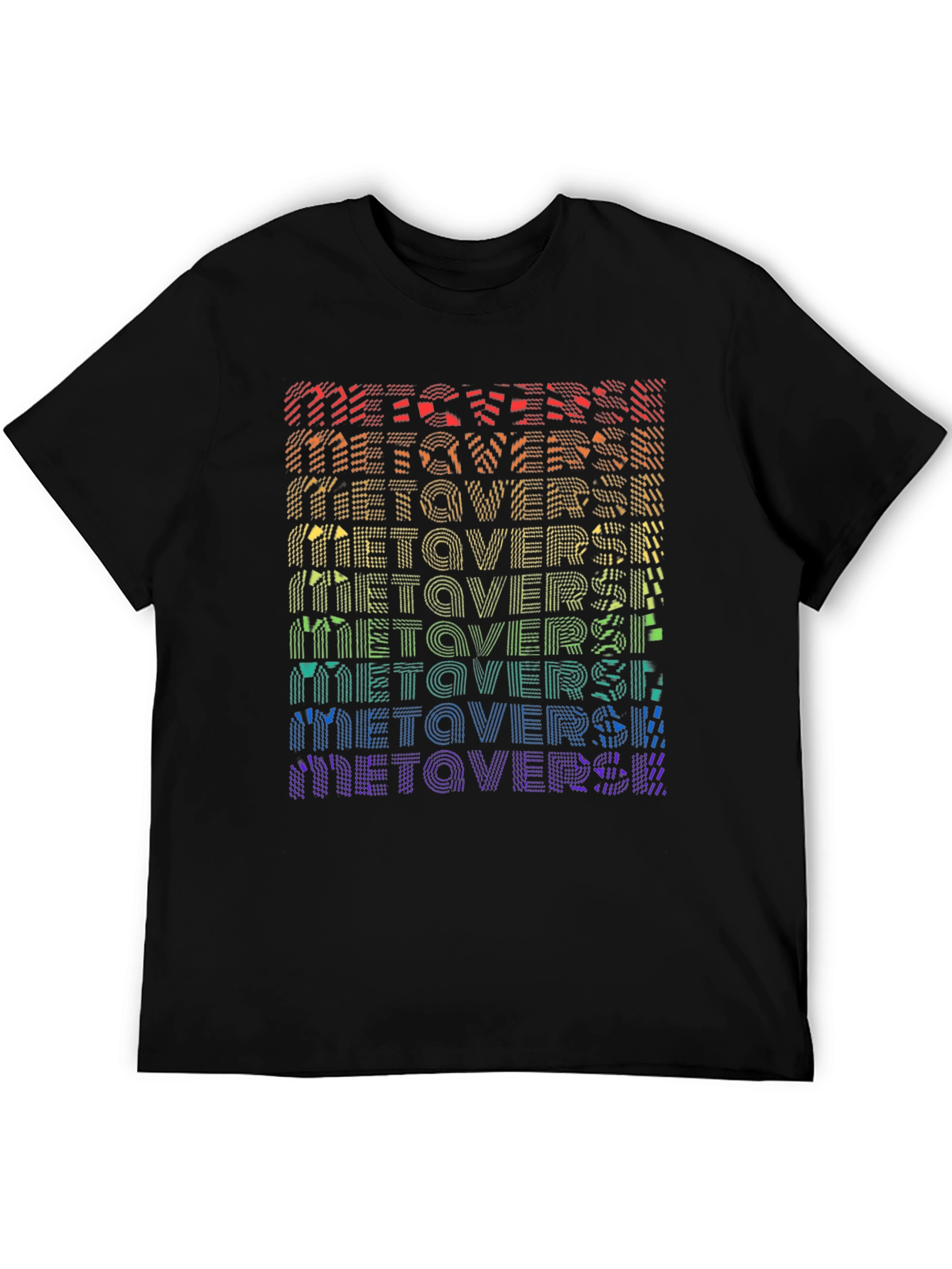 Metaverse Rainbow Graphic Black T-Shirt