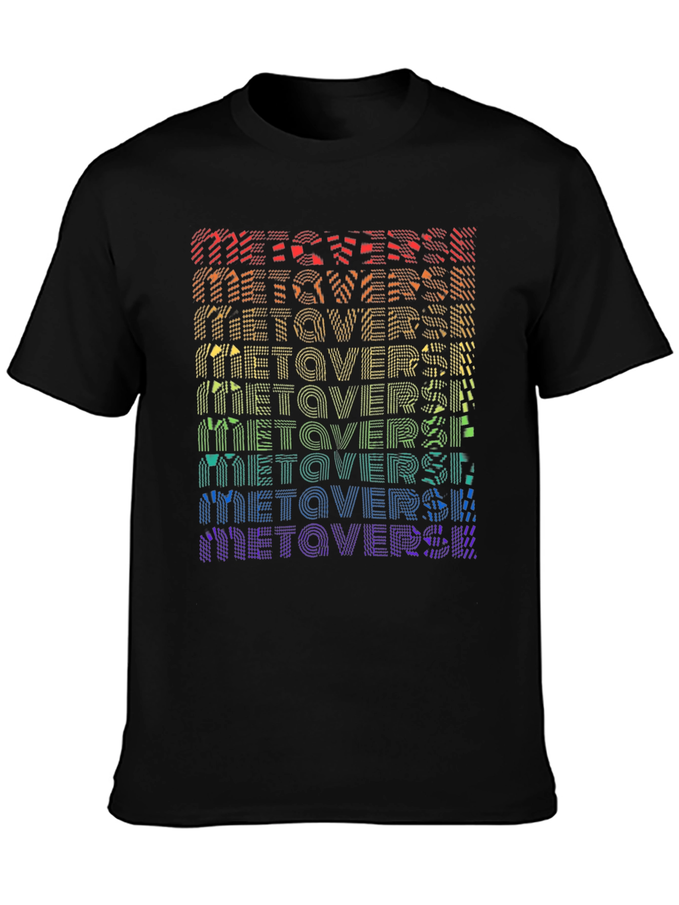 Metaverse Rainbow Graphic Black T-Shirt