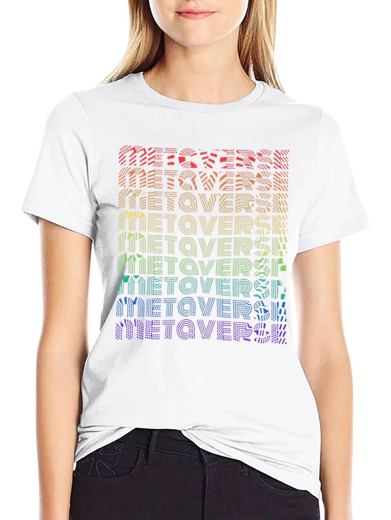 Metaverse Rainbow Graphic Black T-Shirt