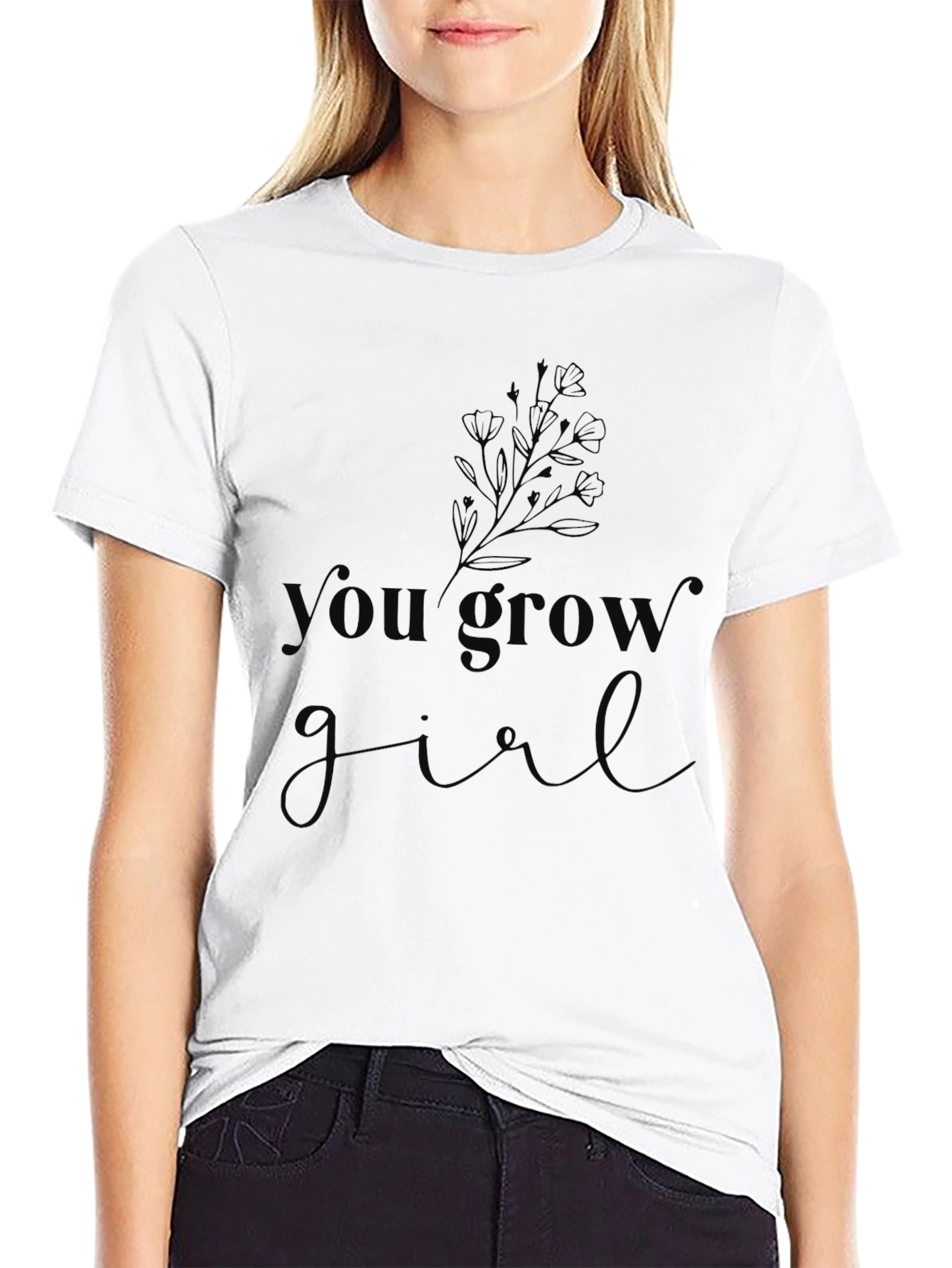 You Grow Girl Black Graphic Tee