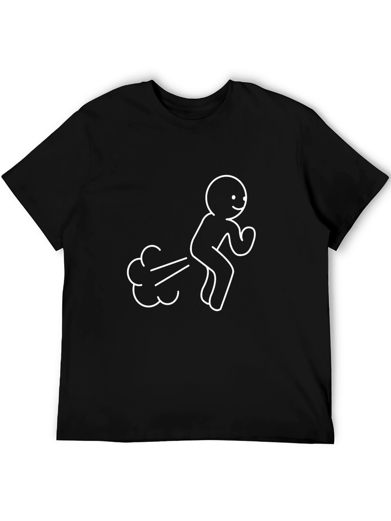 Funny Stick Figure Farting Black T-Shirt