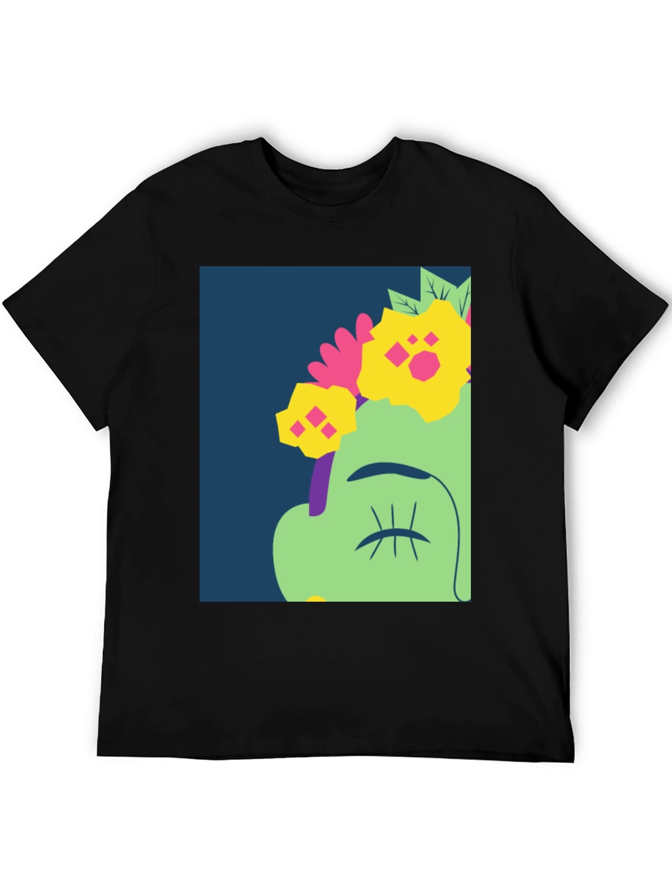 Floral Face Graphic Tee - Unisex Black T-Shirt