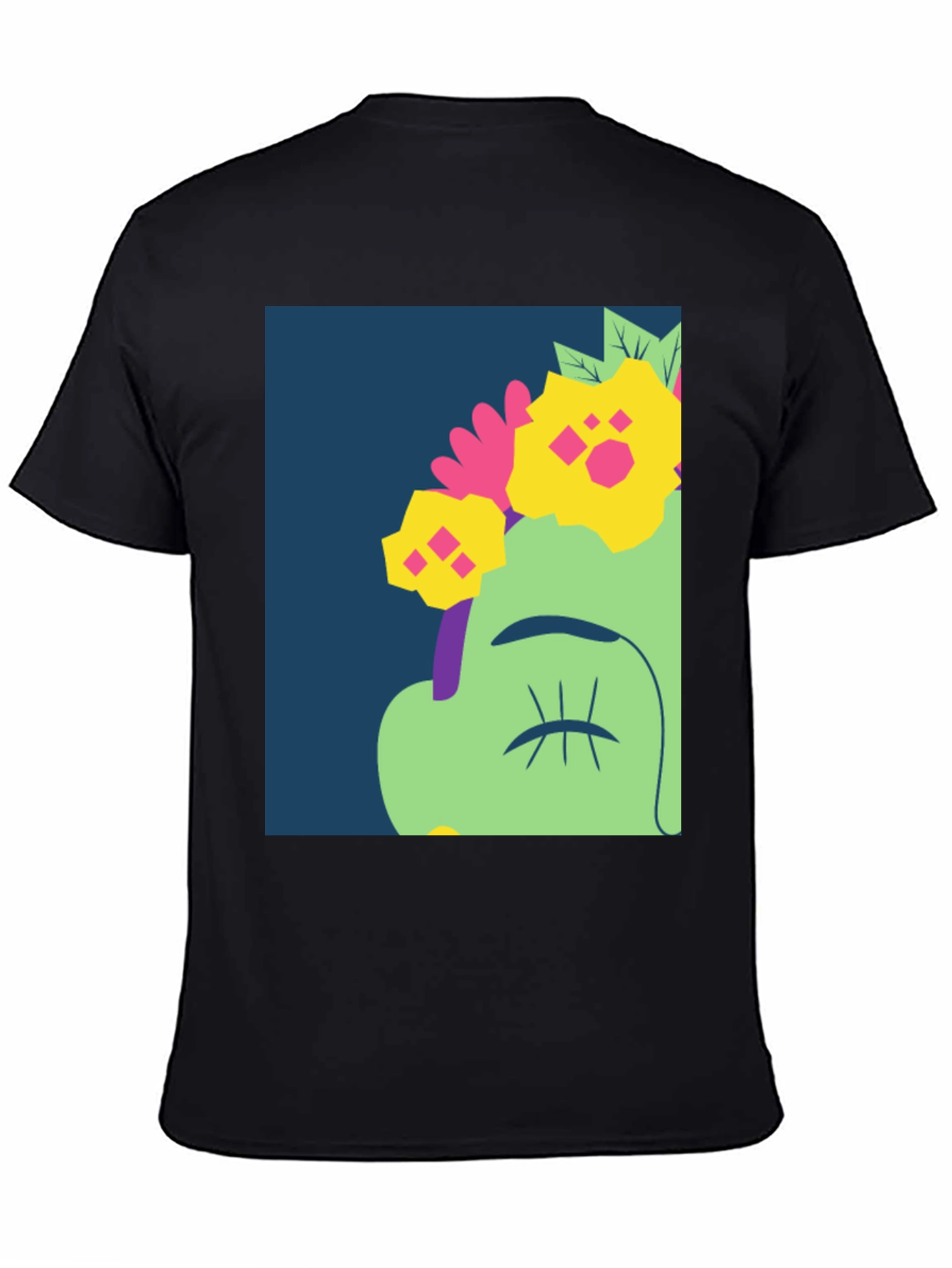 Floral Face Graphic Tee - Unisex Black T-Shirt