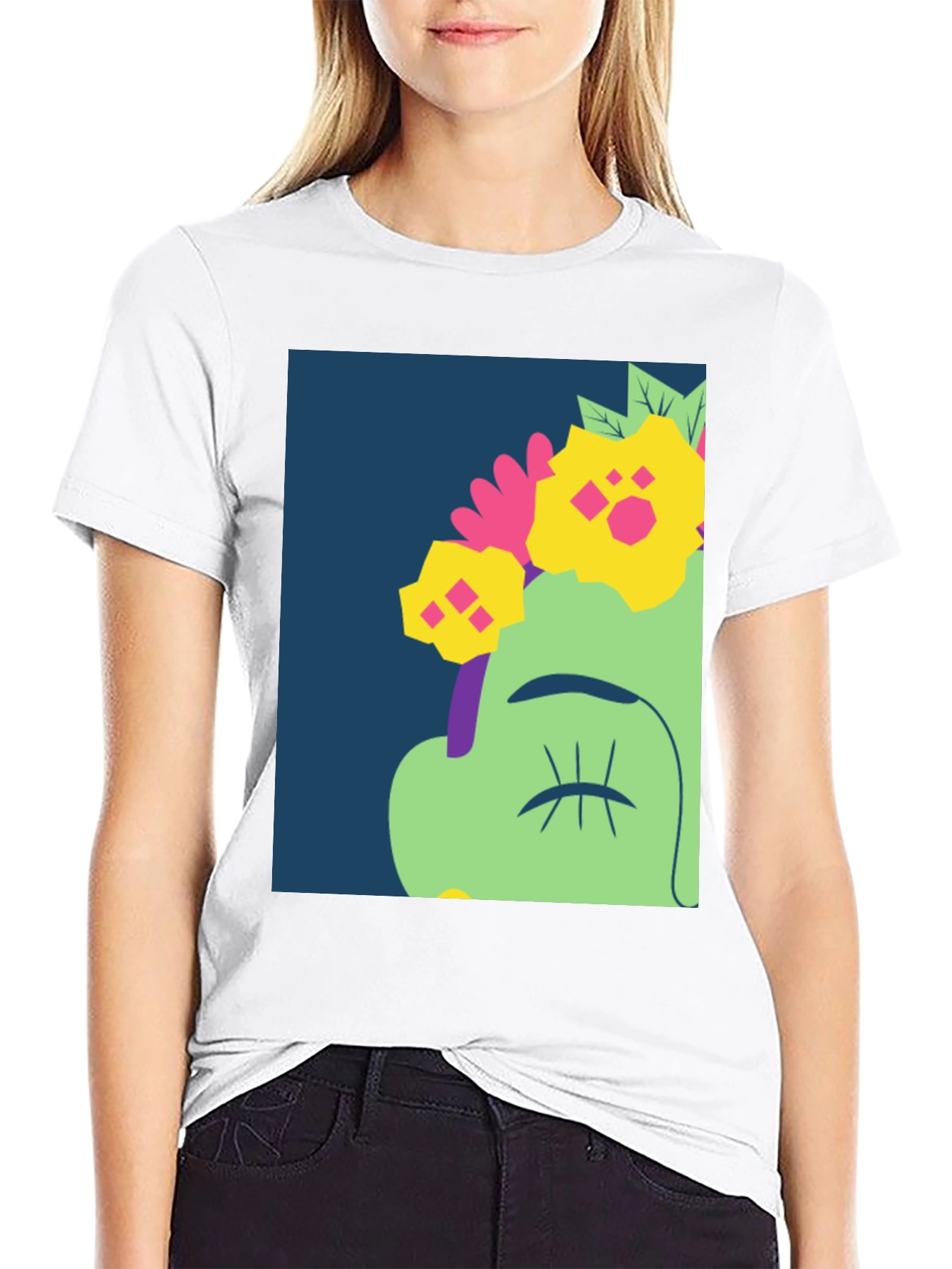 Floral Face Graphic Tee - Unisex Black T-Shirt