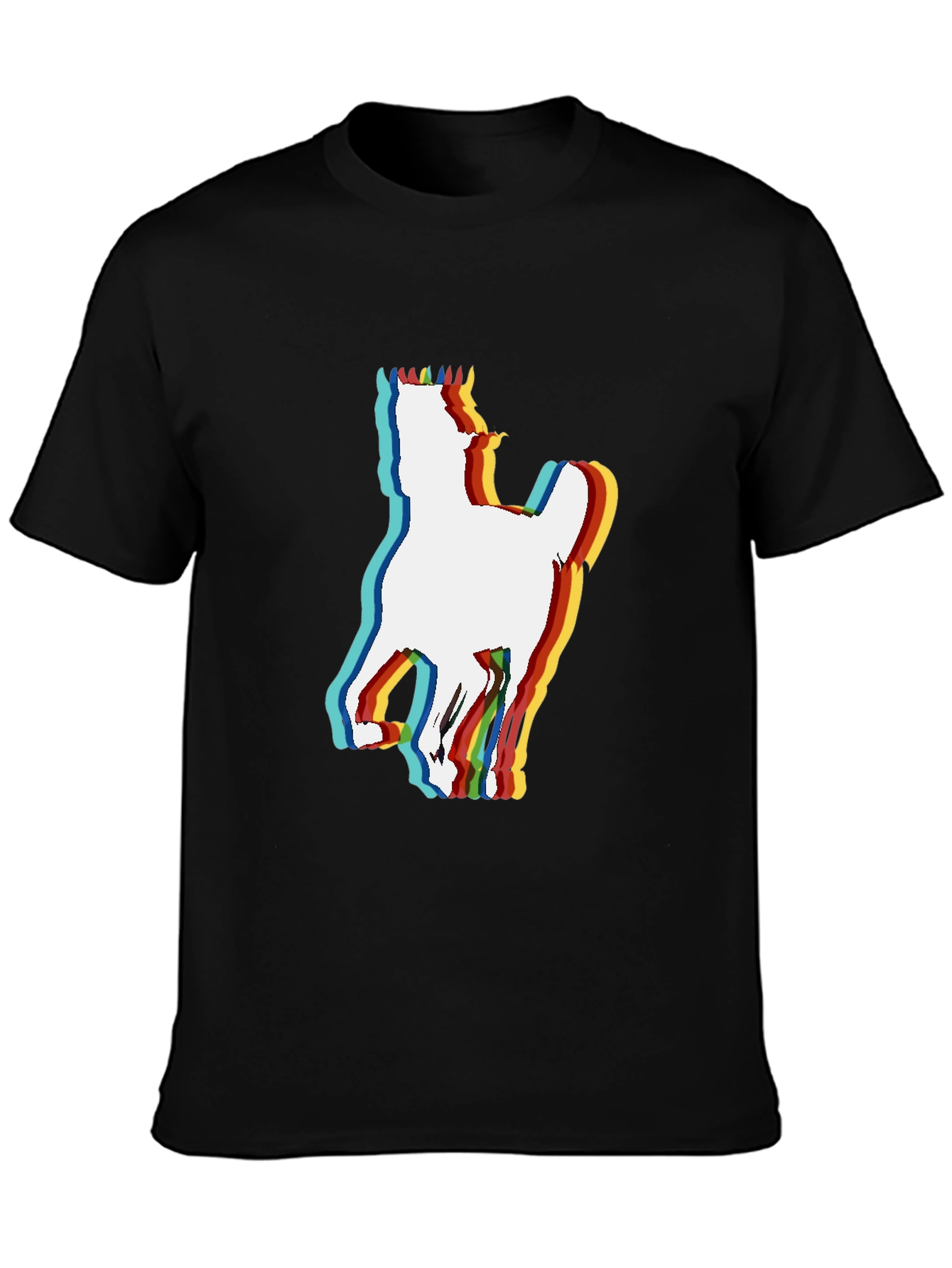 Retro Horse Graphic Tee - Black Cotton Blend