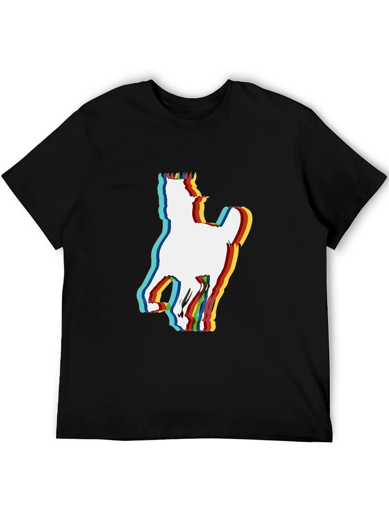 Retro Horse Graphic Tee - Black Cotton Blend