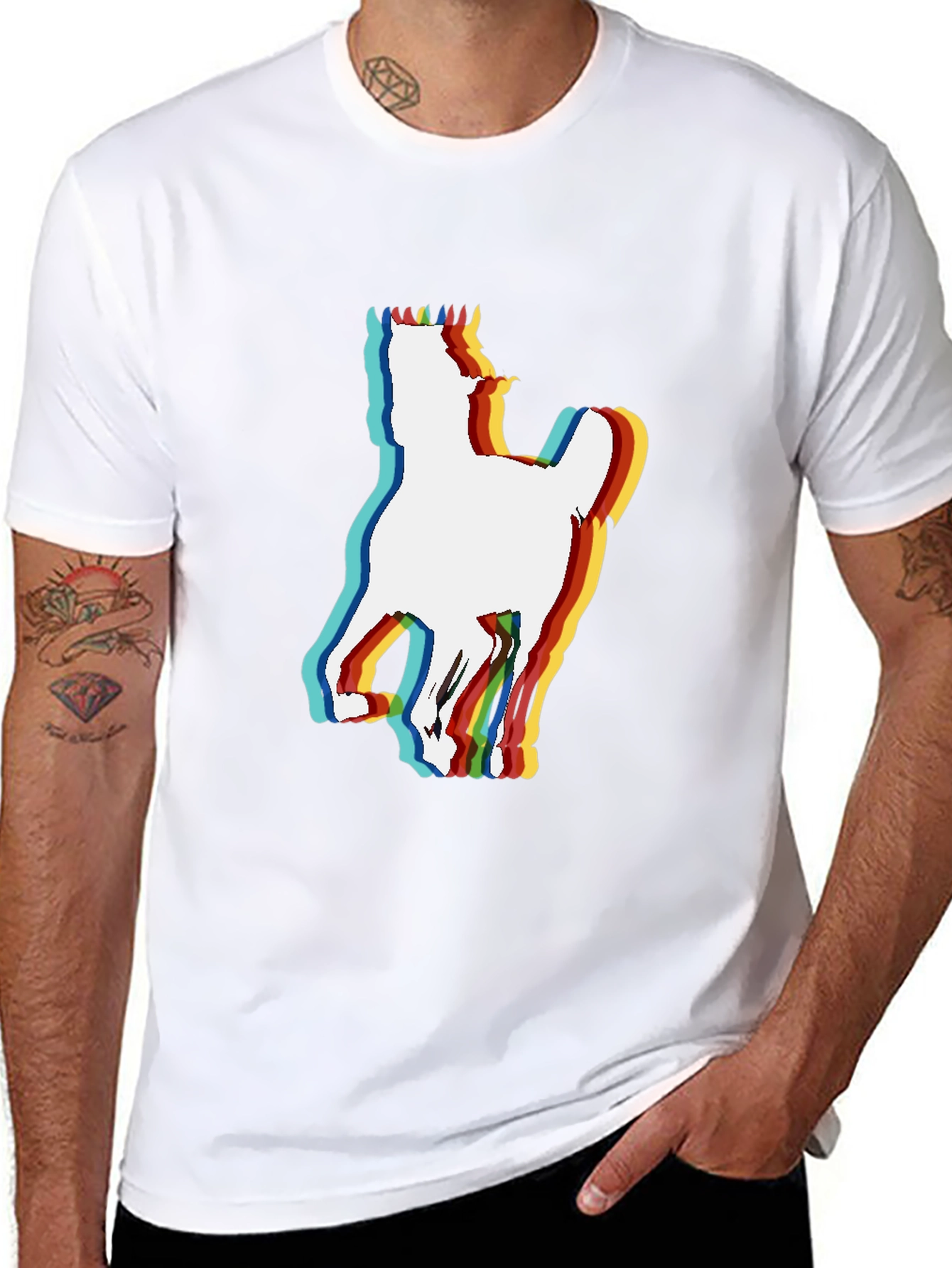 Retro Horse Graphic Tee - Black Cotton Blend