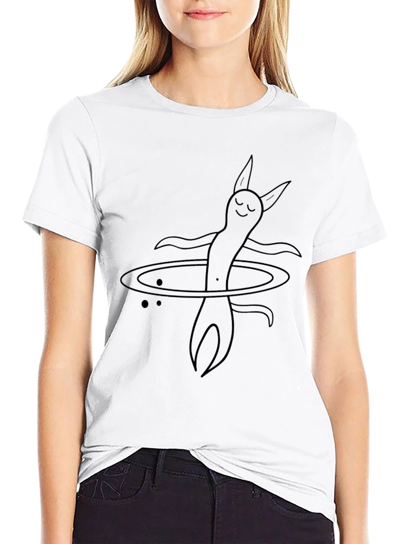 Abstract Character Graphic Tee - Black Cotton Comfort