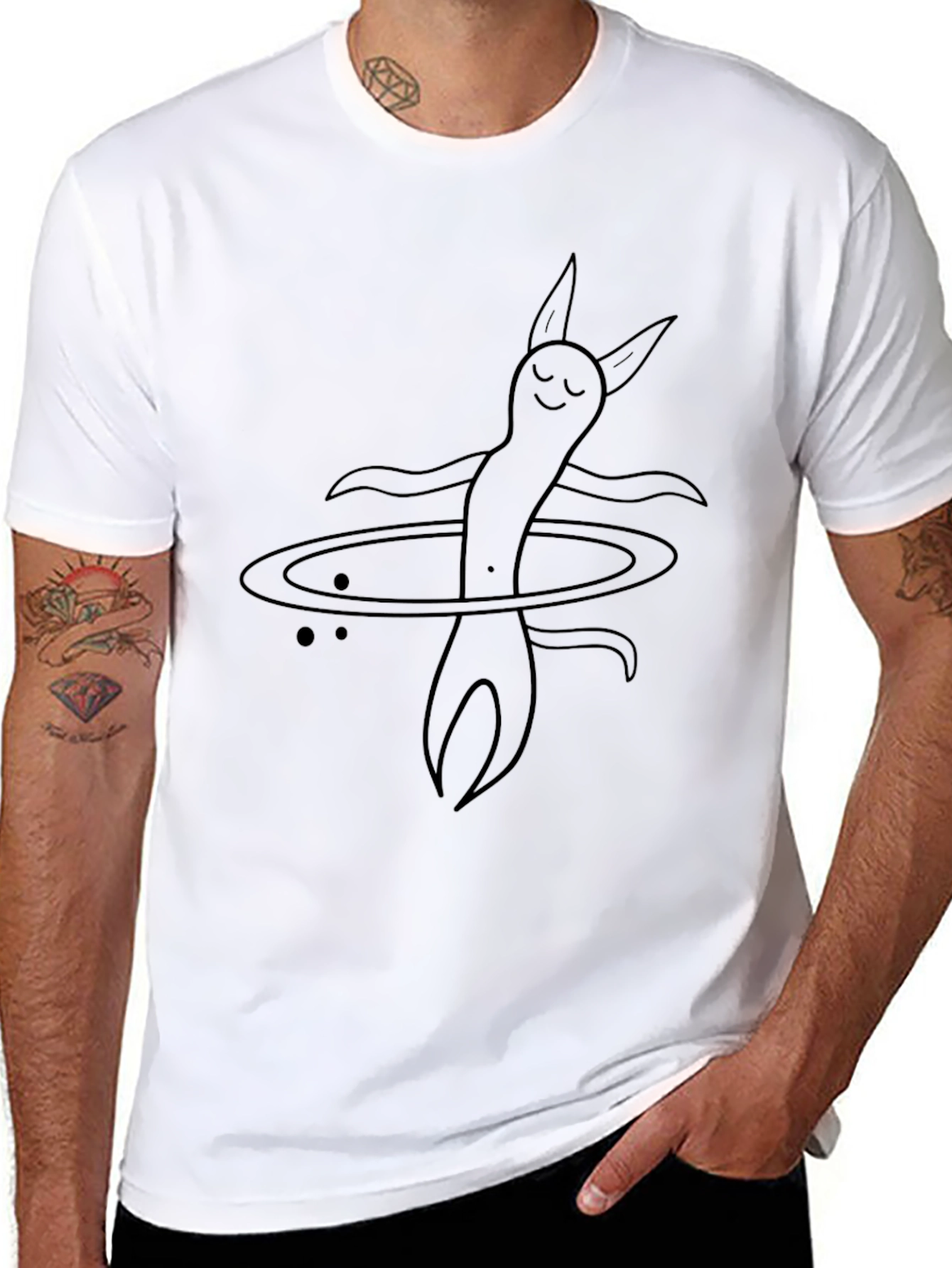 Abstract Character Graphic Tee - Black Cotton Comfort