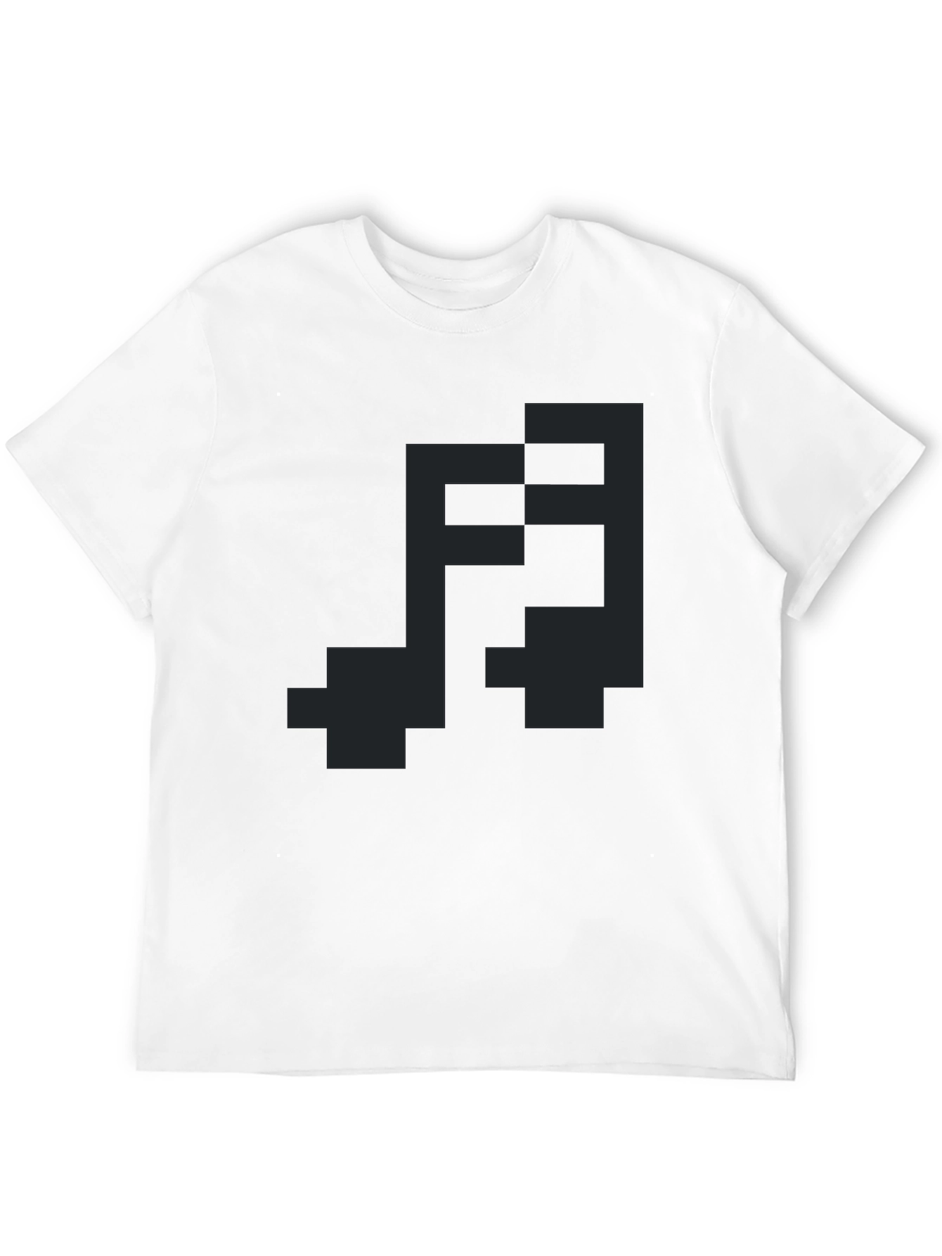 Pixel Art Music Note Graphic Tee - Black