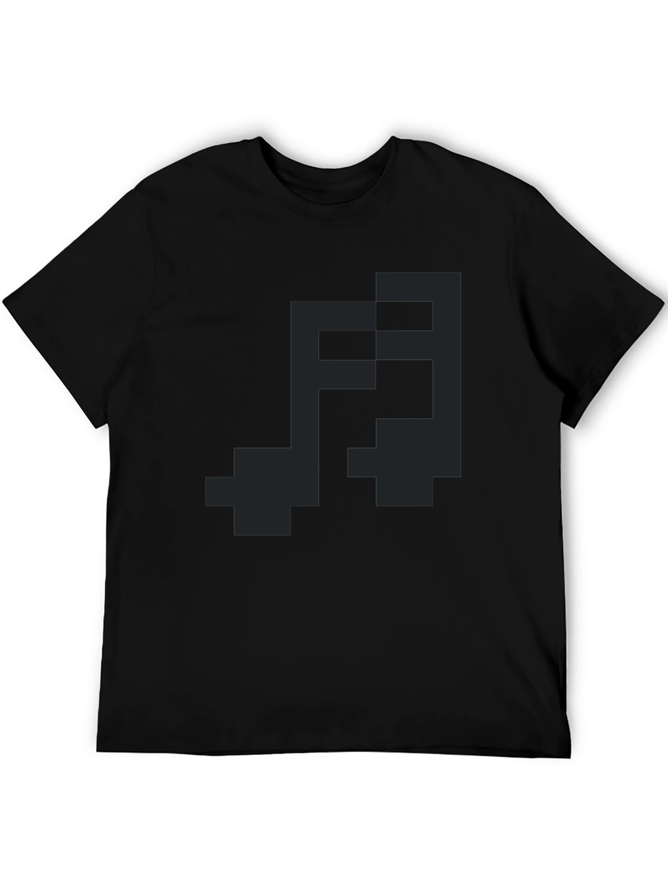 Pixel Art Music Note Graphic Tee - Black