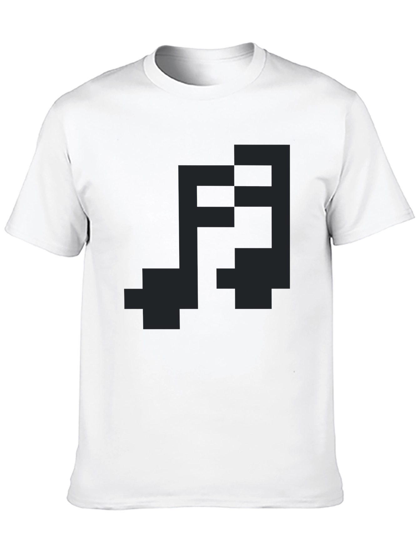 Pixel Art Music Note Graphic Tee - Black