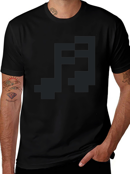 Pixel Art Music Note Graphic Tee - Black