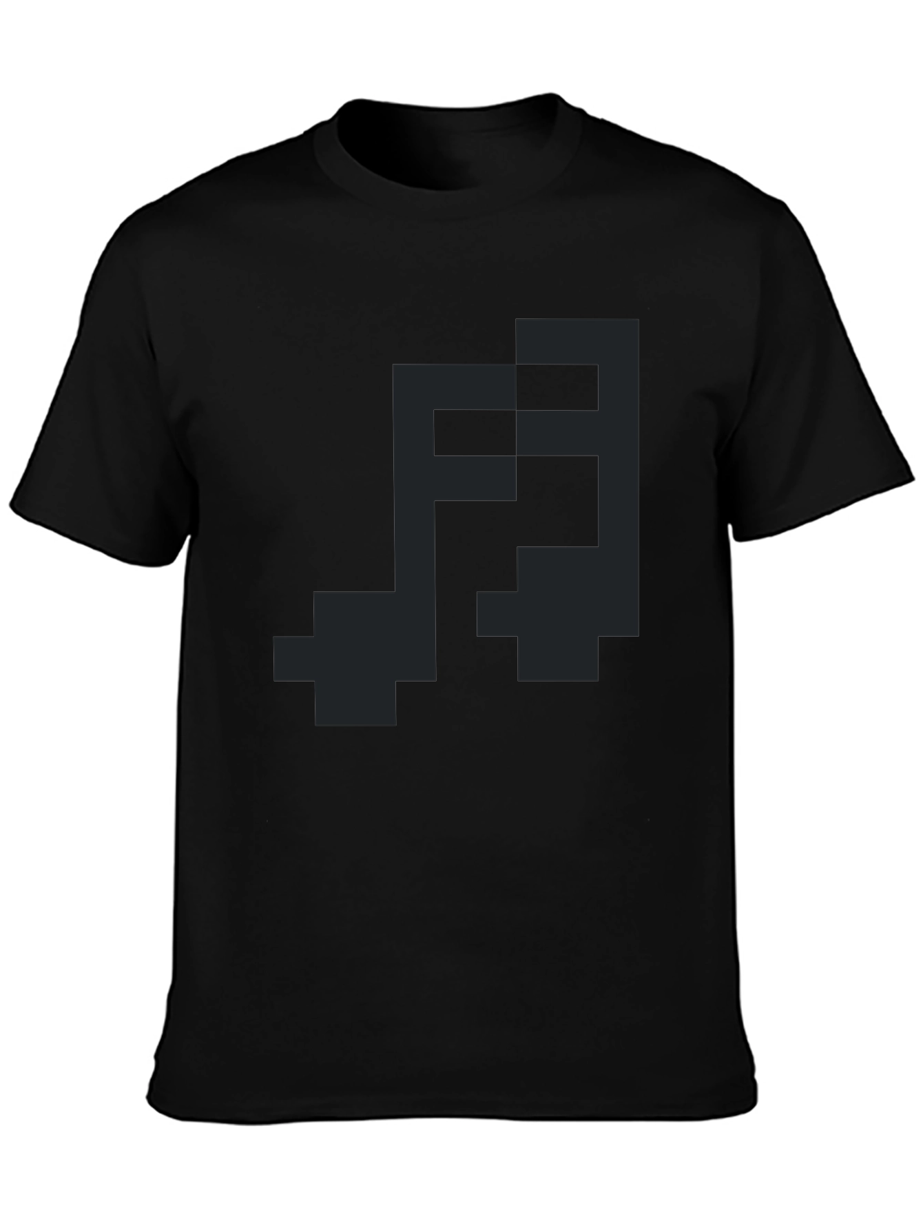 Pixel Art Music Note Graphic Tee - Black